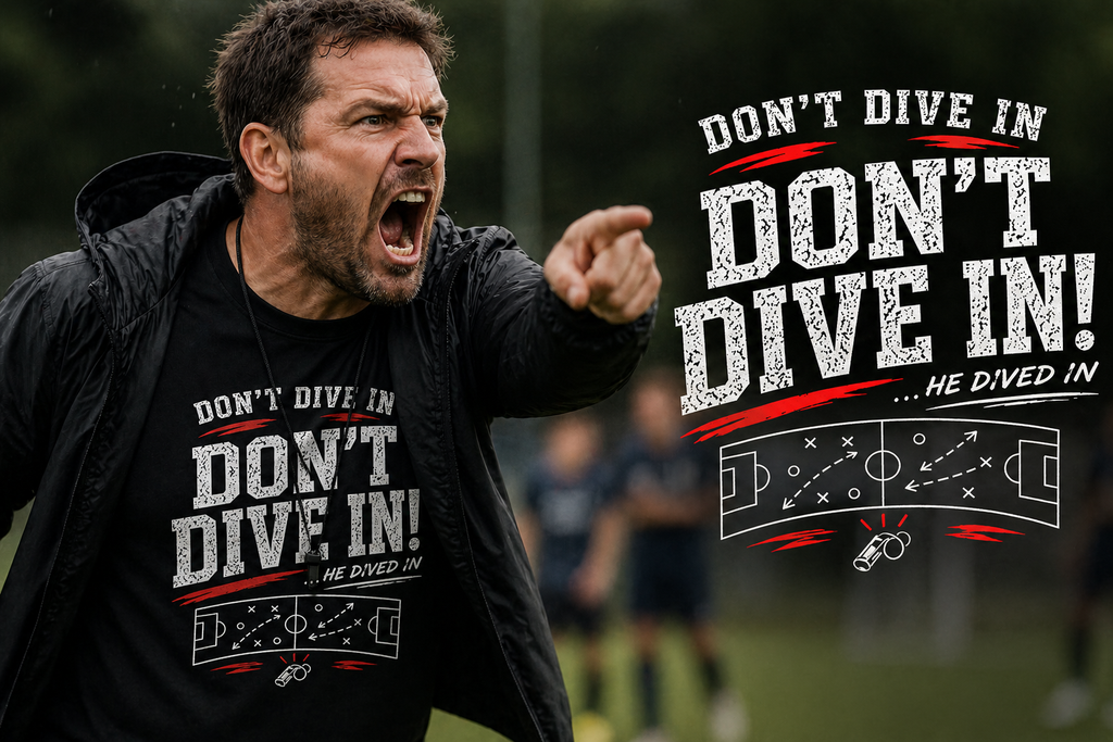 Funny Sunday League Football T-Shirt “Don’t Dive In” | Football Banter Tee | Soccer Player Shirt | Football Coach Gift | End of Season Gift