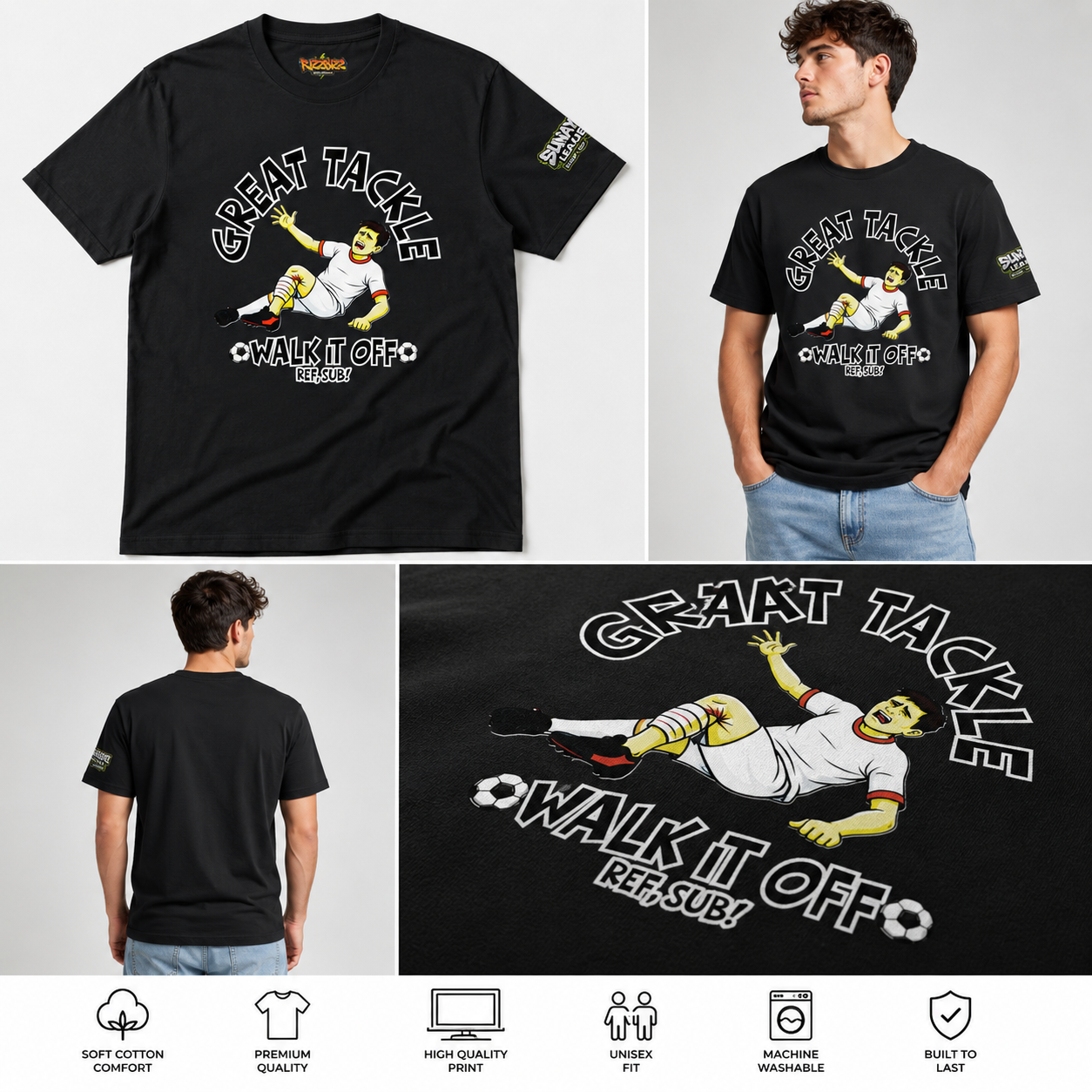 Funny Sunday League Football T Shirt, Great Tackle Walk It Off Tee, Football Injury Humor Shirt, Gift for Football Player