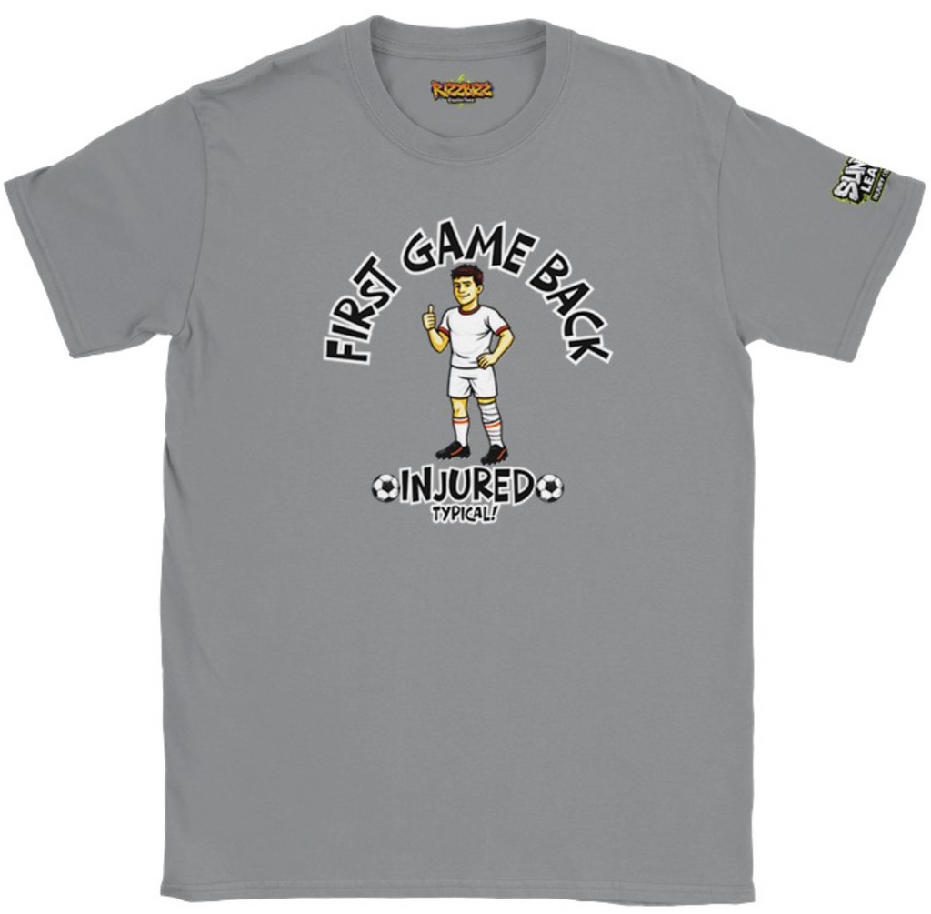 First Game Back Injured T-Shirt Funny Sunday League Football Shirt Injury Joke Mens Gift UK