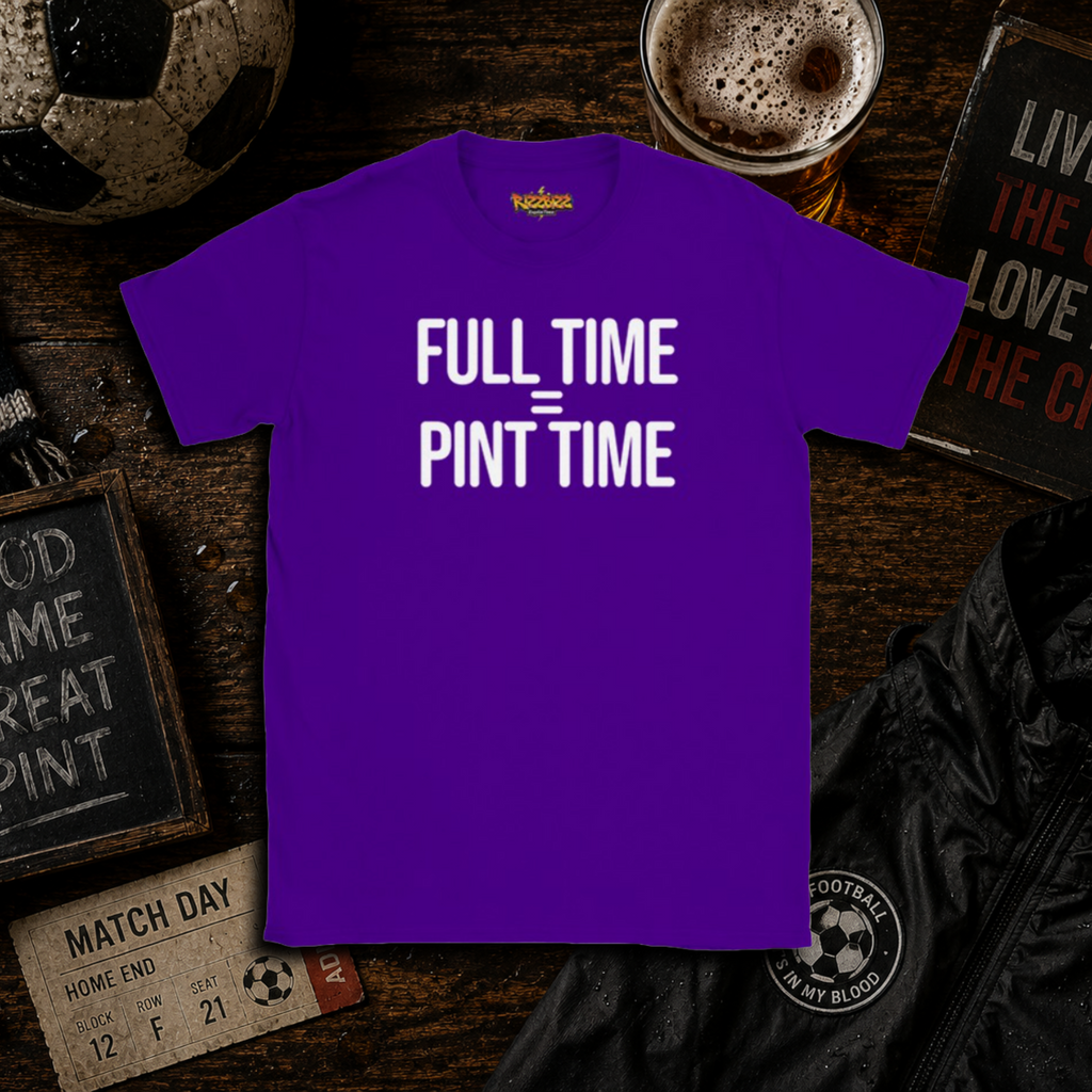 Full Time = Pint Time Shirt, Funny Football T Shirt, Matchday Tee, Pub Football Shirt, Sunday League Top, Beer and Football Gift
