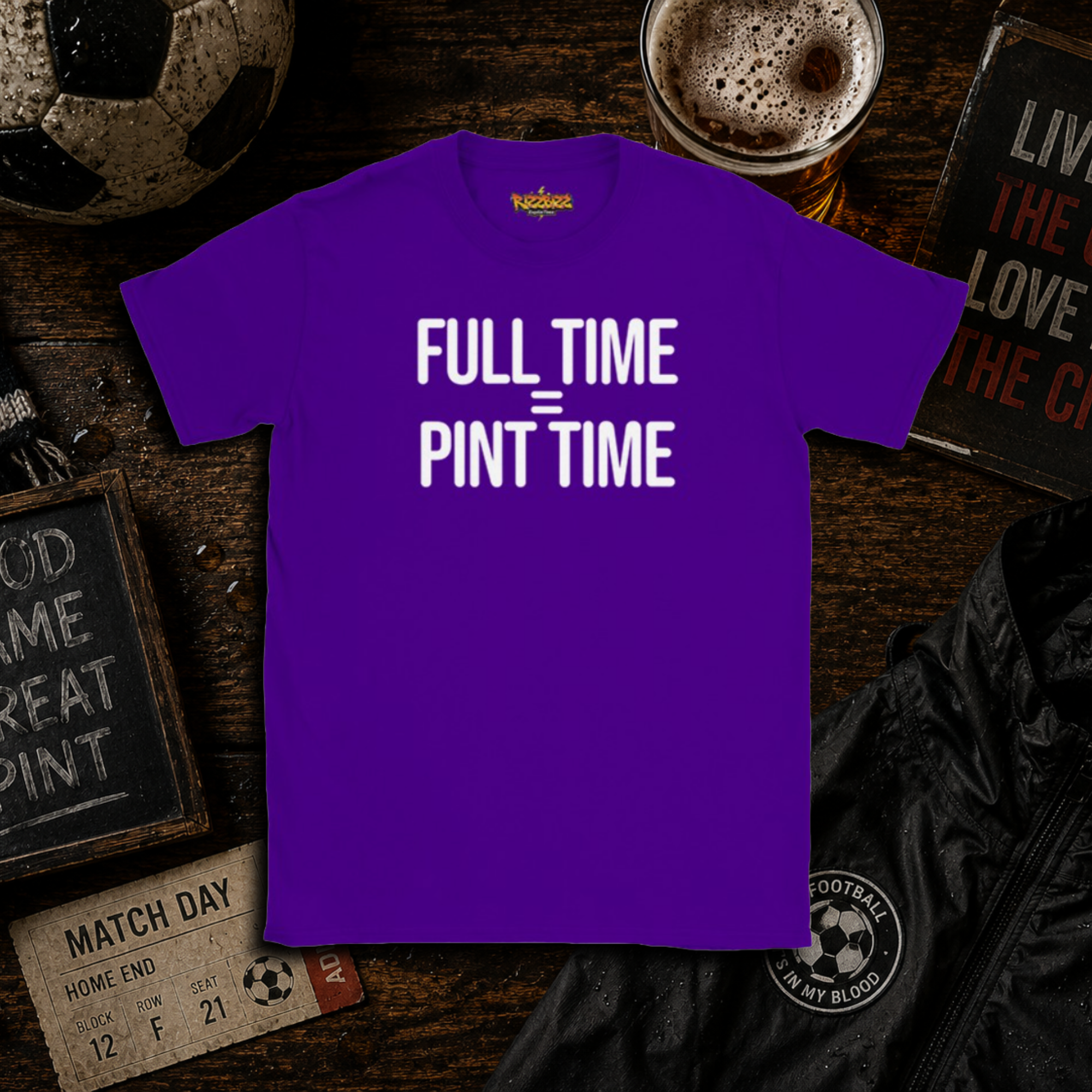 Full Time = Pint Time Shirt, Funny Football T Shirt, Matchday Tee, Pub Football Shirt, Sunday League Top, Beer and Football Gift