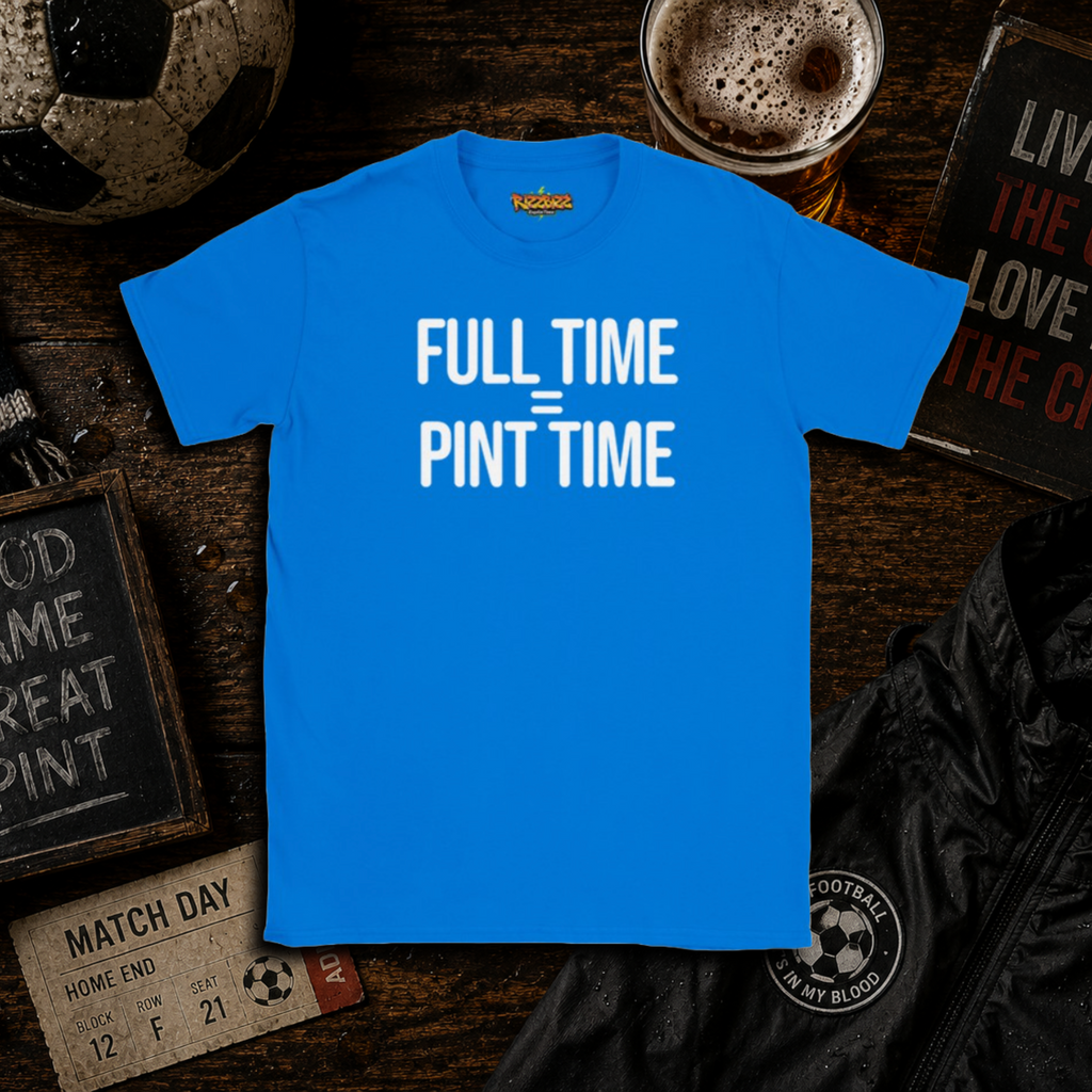 Full Time = Pint Time Shirt, Funny Football T Shirt, Matchday Tee, Pub Football Shirt, Sunday League Top, Beer and Football Gift
