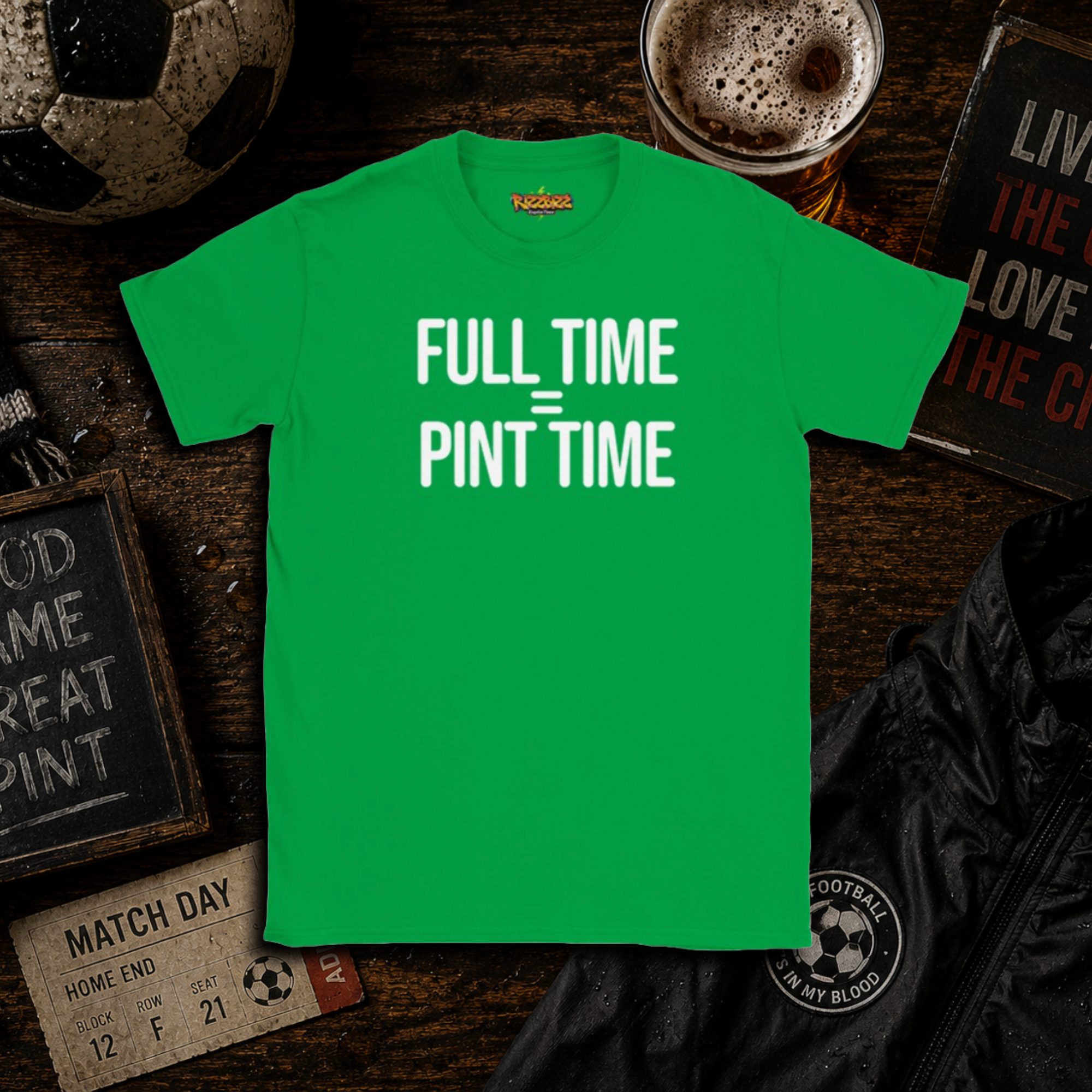 Full Time = Pint Time Shirt, Funny Football T Shirt, Matchday Tee, Pub Football Shirt, Sunday League Top, Beer and Football Gift