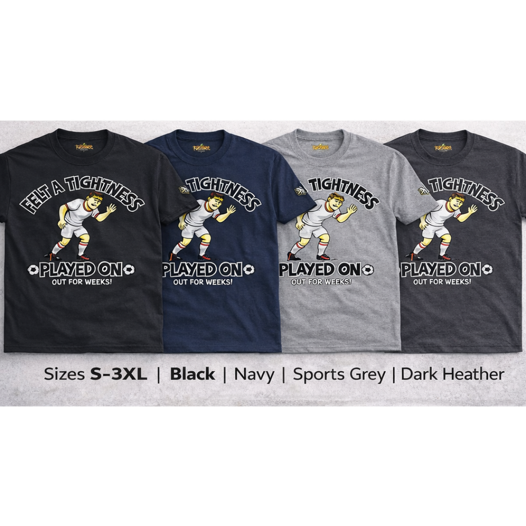 Funny Sunday League Football T Shirt, Felt A Tightness Out For Weeks Tee, Football Injury Humour Shirt, Gift for Football Player