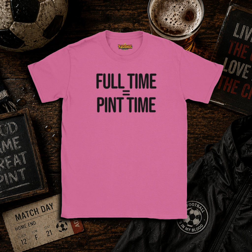 Full Time = Pint Time Shirt, Funny Football T Shirt, Matchday Tee, Pub Football Shirt, Sunday League Top, Beer and Football Gift