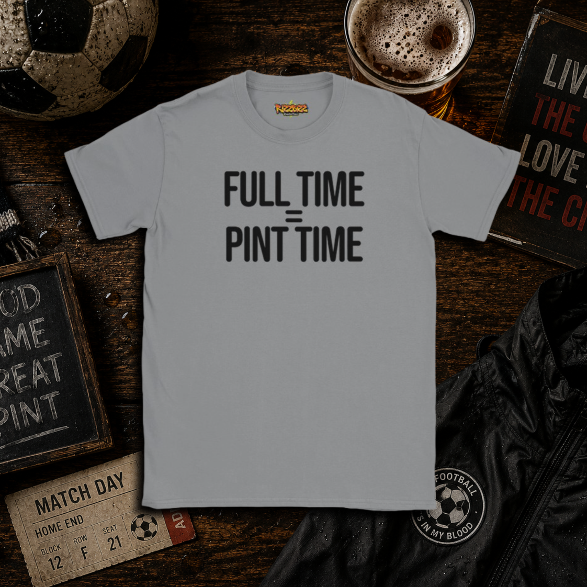 Full Time = Pint Time Shirt, Funny Football T Shirt, Matchday Tee, Pub Football Shirt, Sunday League Top, Beer and Football Gift