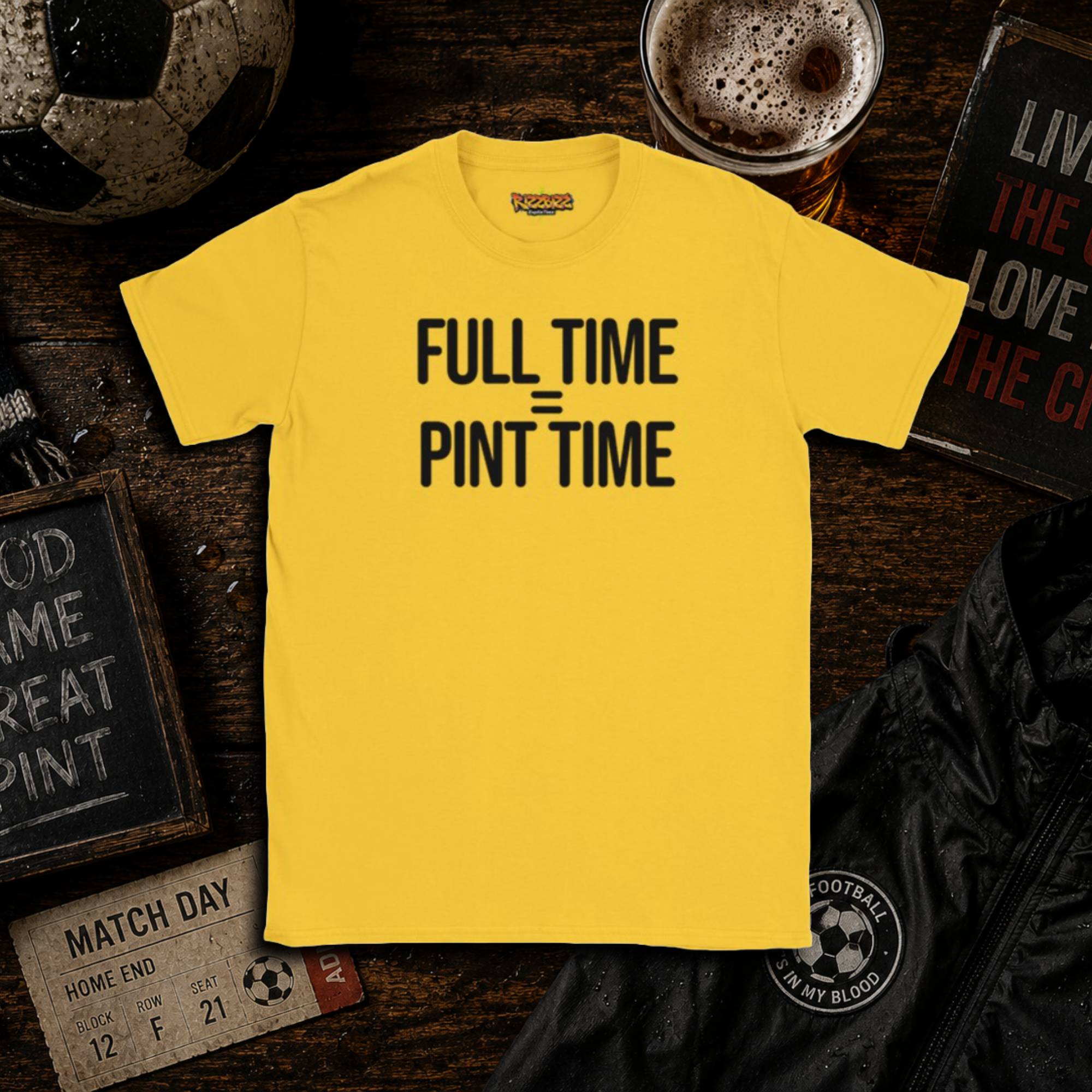 Full Time = Pint Time Shirt, Funny Football T Shirt, Matchday Tee, Pub Football Shirt, Sunday League Top, Beer and Football Gift