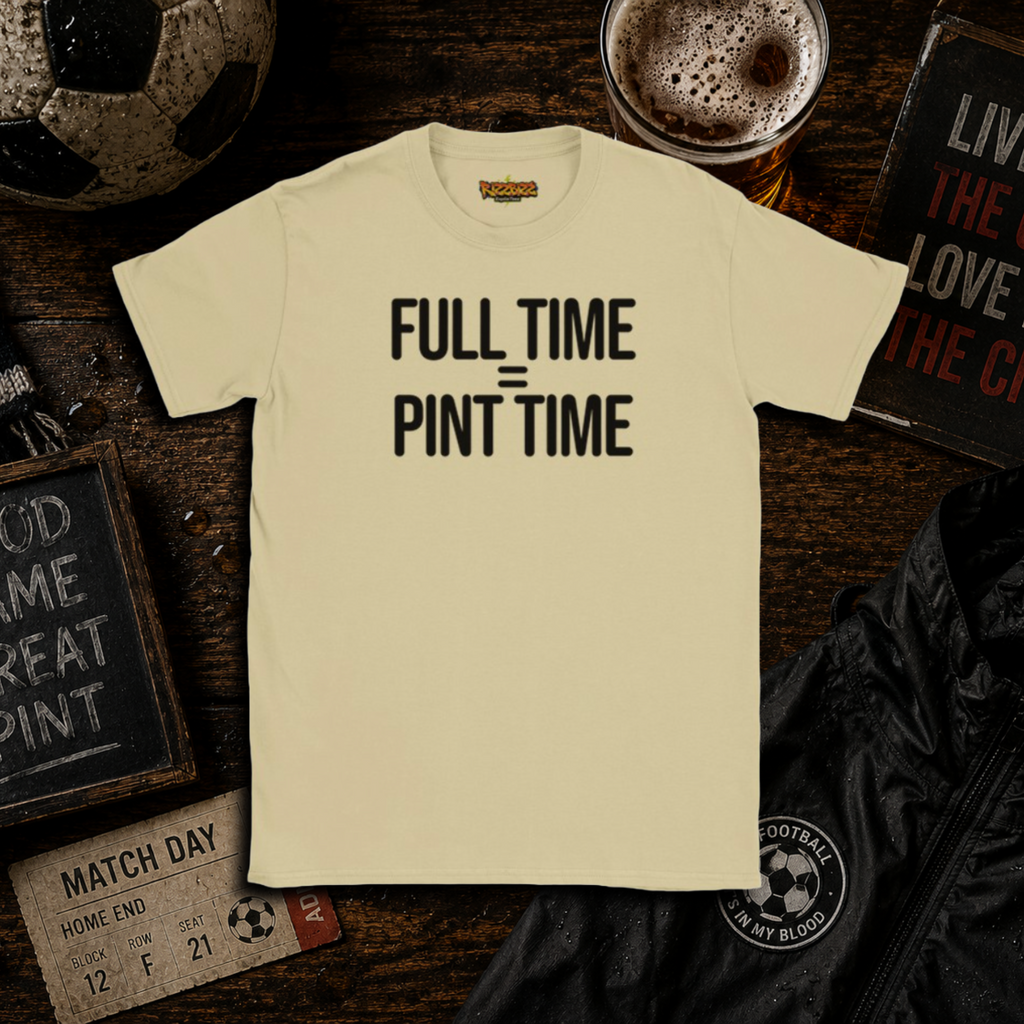 Full Time = Pint Time Shirt, Funny Football T Shirt, Matchday Tee, Pub Football Shirt, Sunday League Top, Beer and Football Gift