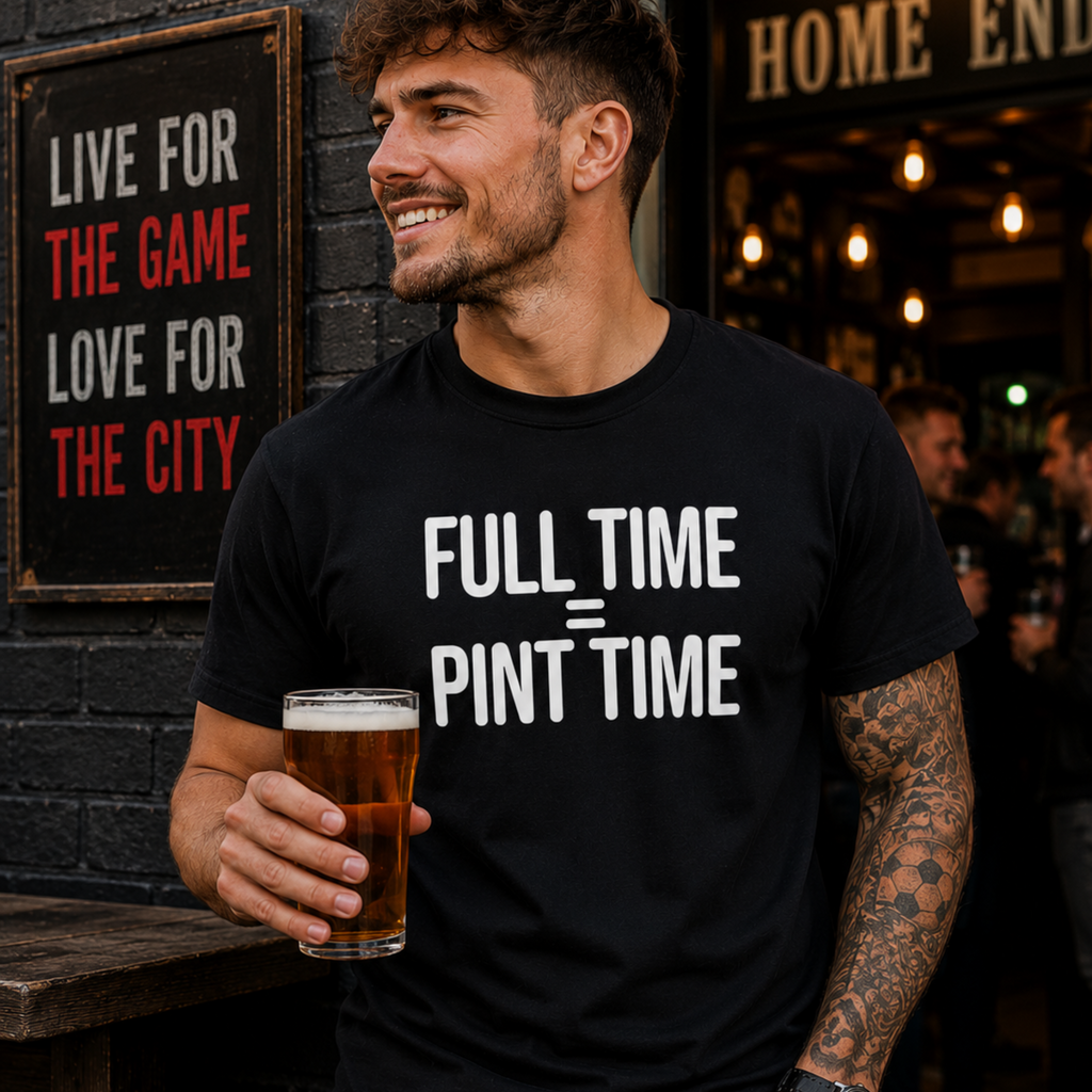 Full Time = Pint Time Shirt, Funny Football T Shirt, Matchday Tee, Pub Football Shirt, Sunday League Top, Beer and Football Gift
