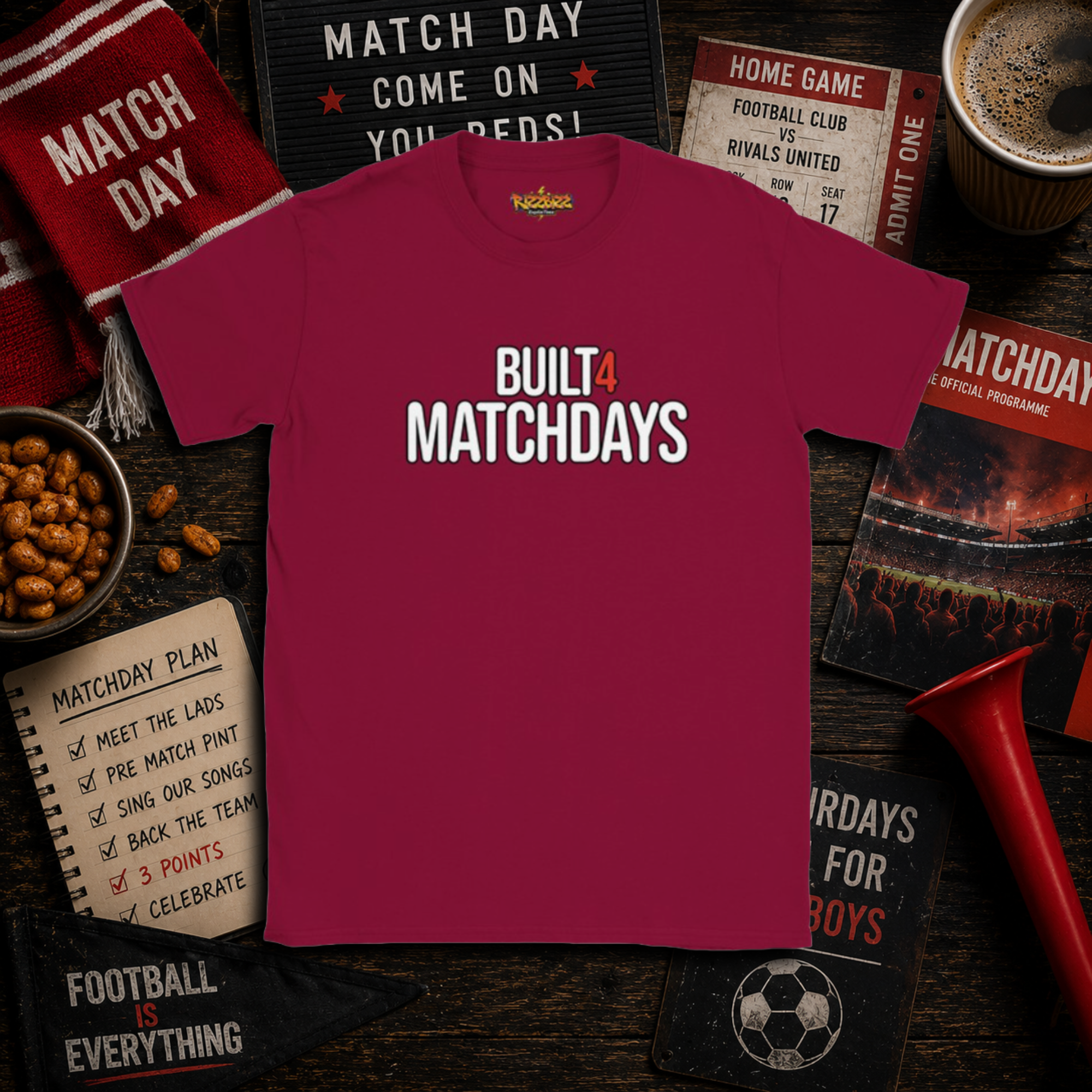 Built 4 Matchdays Shirt, Football T Shirt, Match Day Tee, Soccer Gift, Football Lover Shirt, Clothing, UK Football Tee
