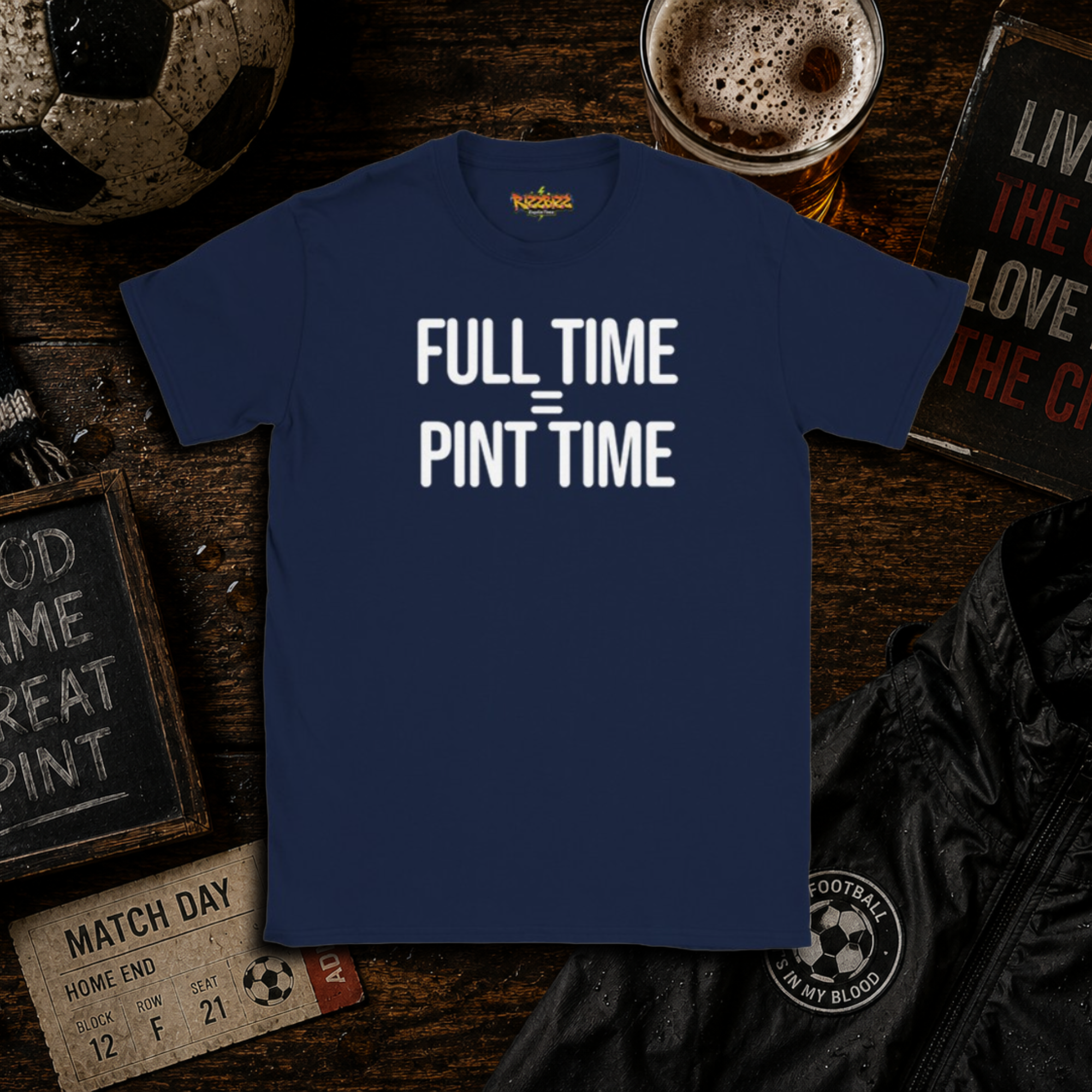 Full Time = Pint Time Shirt, Funny Football T Shirt, Matchday Tee, Pub Football Shirt, Sunday League Top, Beer and Football Gift