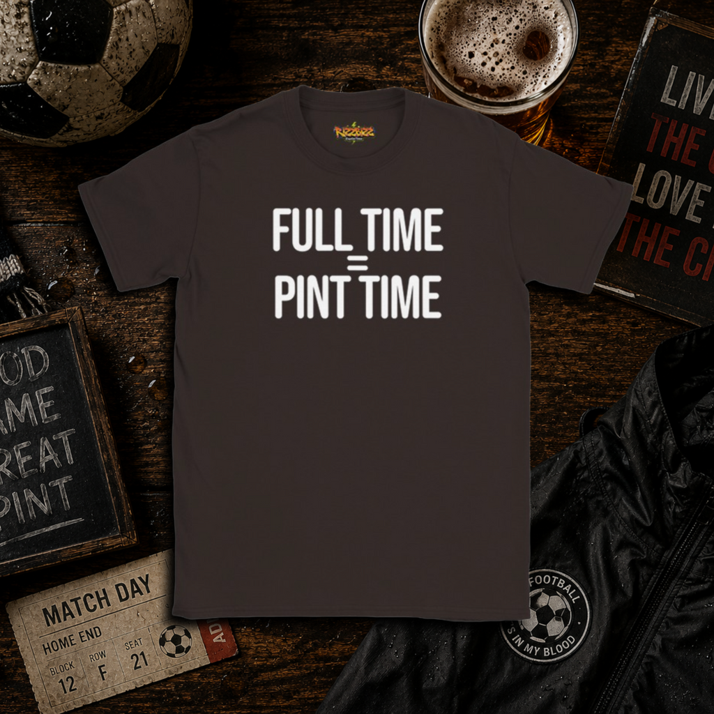 Full Time = Pint Time Shirt, Funny Football T Shirt, Matchday Tee, Pub Football Shirt, Sunday League Top, Beer and Football Gift