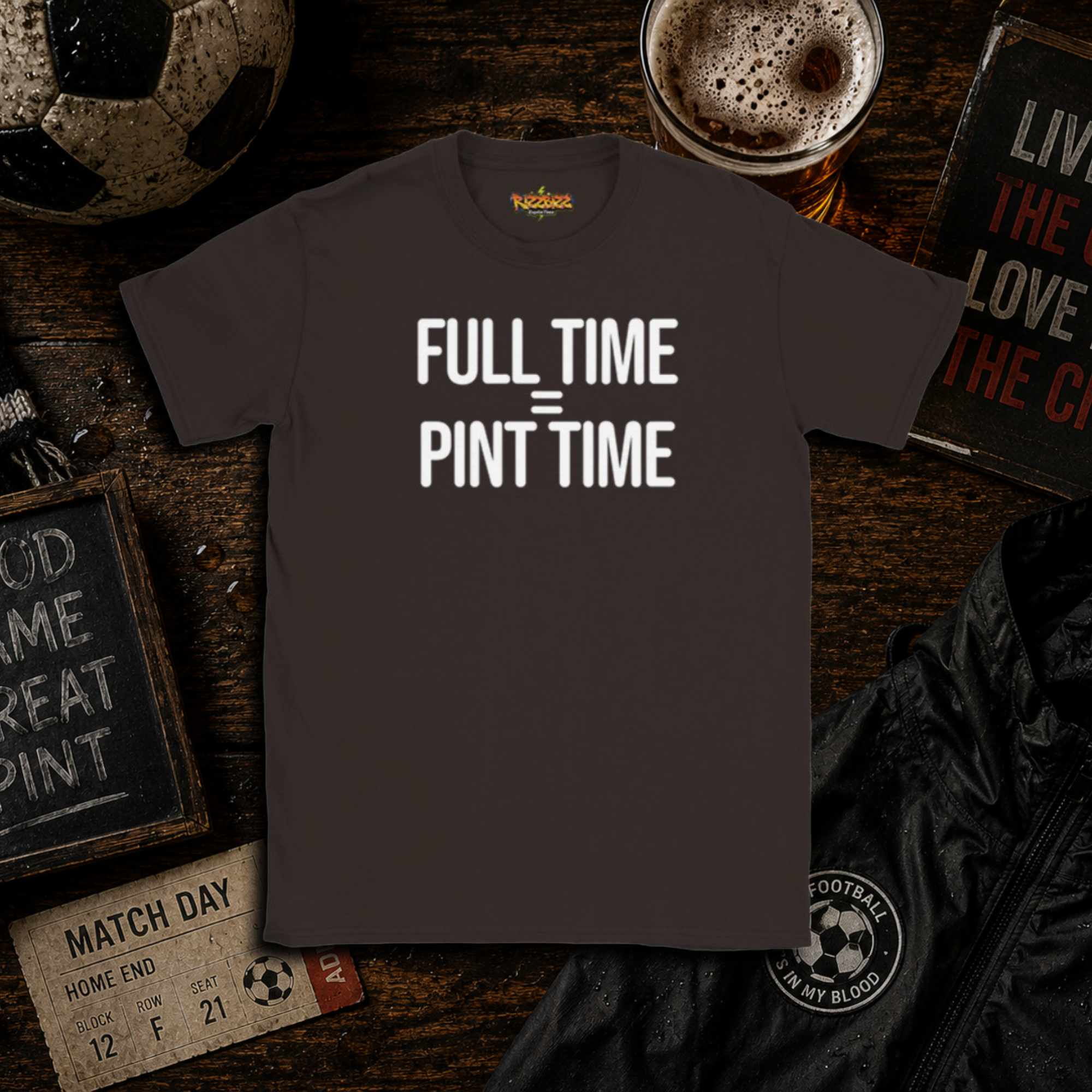 Full Time = Pint Time Shirt, Funny Football T Shirt, Matchday Tee, Pub Football Shirt, Sunday League Top, Beer and Football Gift