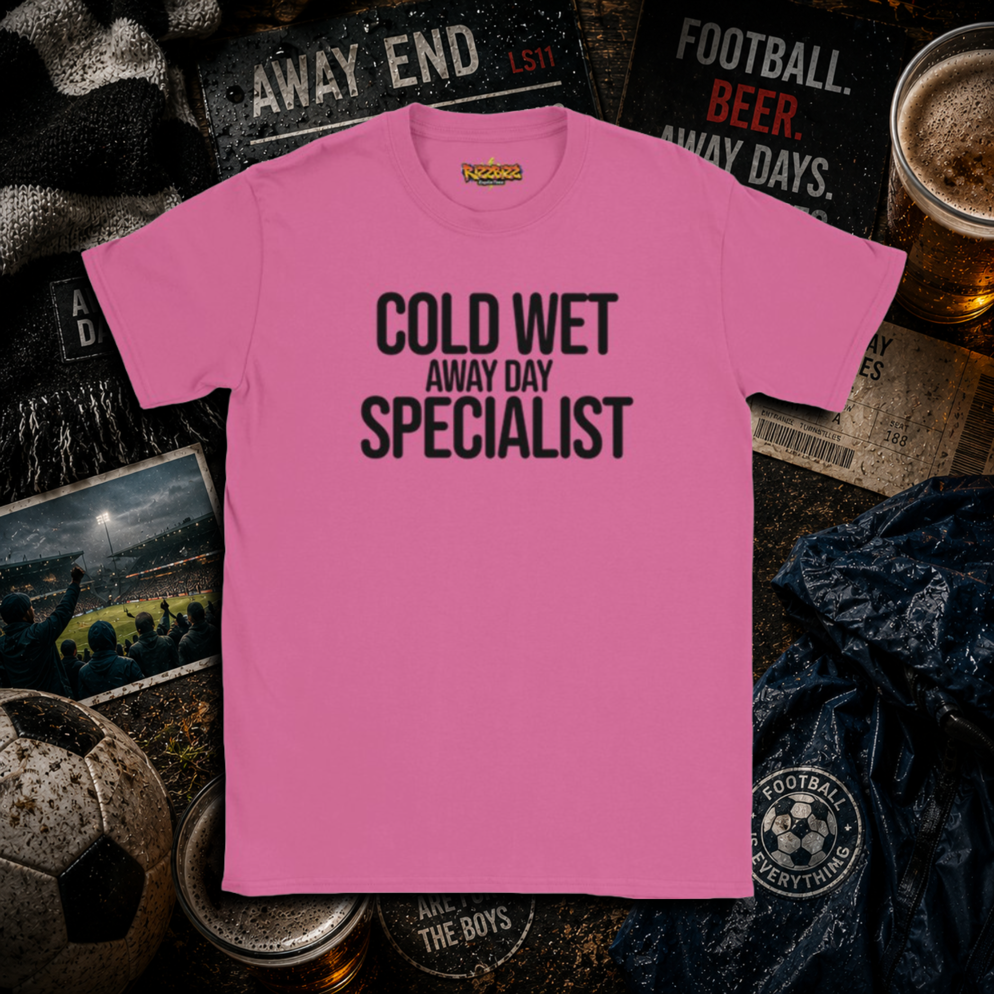 Cold Wet Away Day Specialist T-Shirt, Funny Football Shirt, Grassroots Football Top, Match Day Fan Gift, Away Days Football Tee