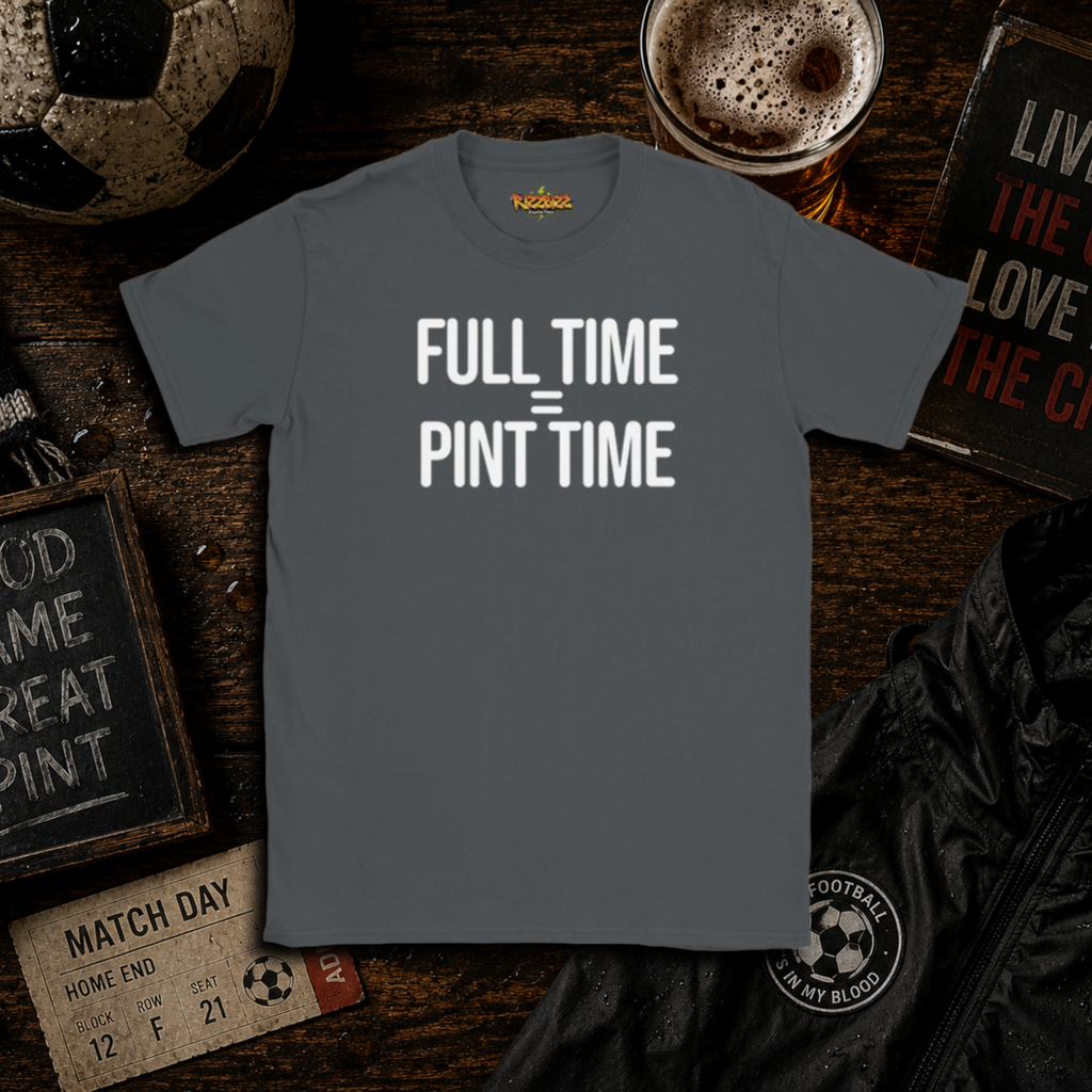 Full Time = Pint Time Shirt, Funny Football T Shirt, Matchday Tee, Pub Football Shirt, Sunday League Top, Beer and Football Gift