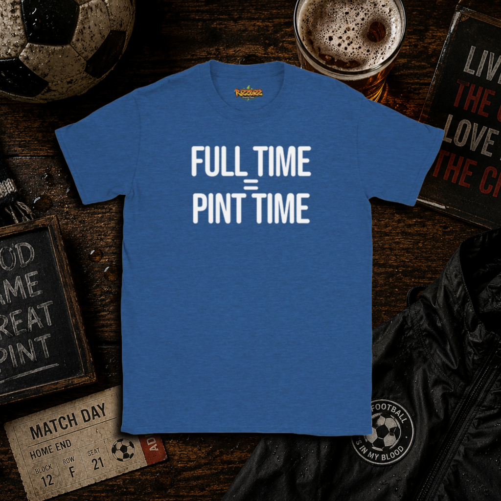 Full Time = Pint Time Shirt, Funny Football T Shirt, Matchday Tee, Pub Football Shirt, Sunday League Top, Beer and Football Gift