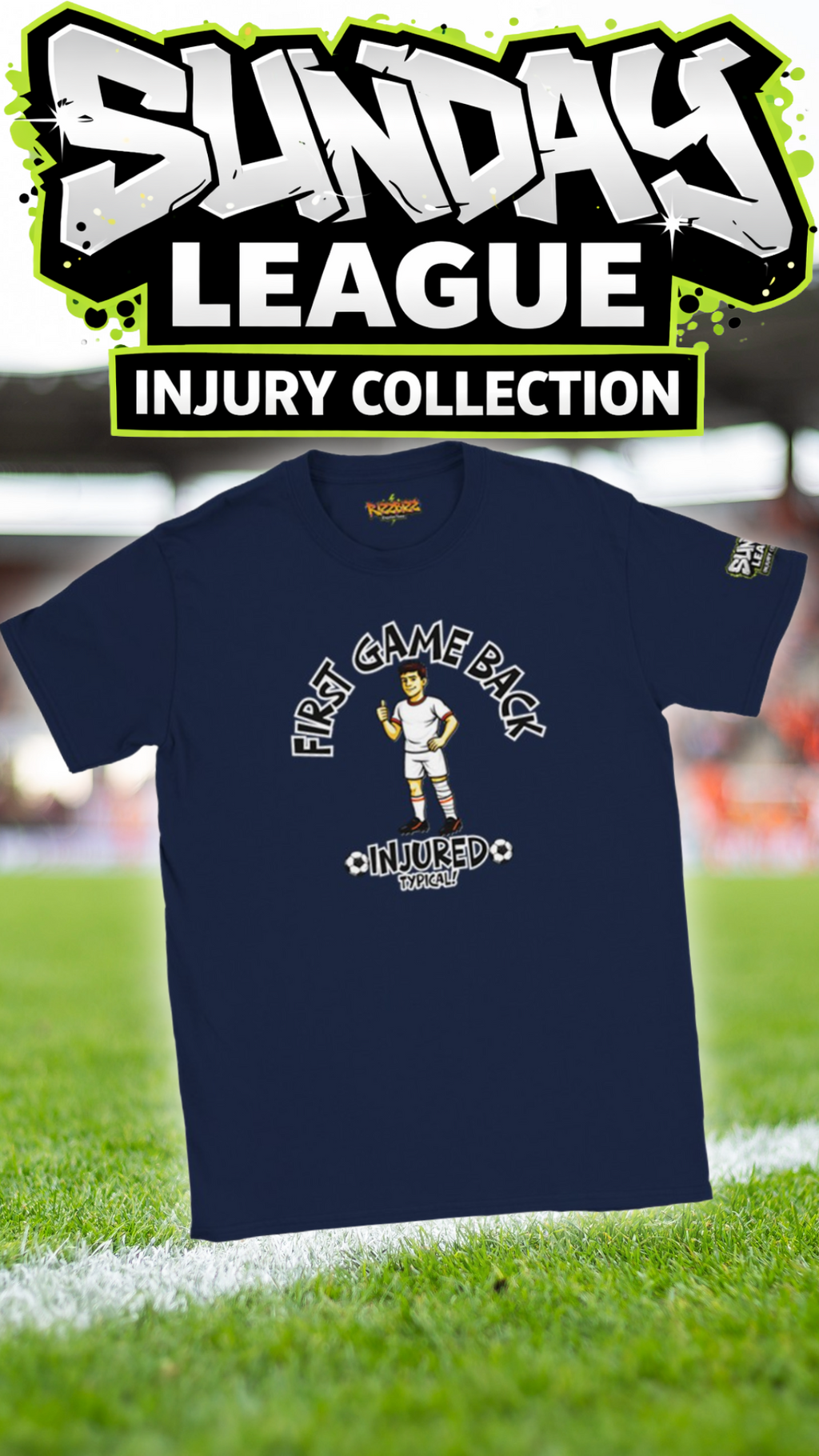 First Game Back Injured T-Shirt Funny Sunday League Football Shirt Injury Joke Mens Gift UK