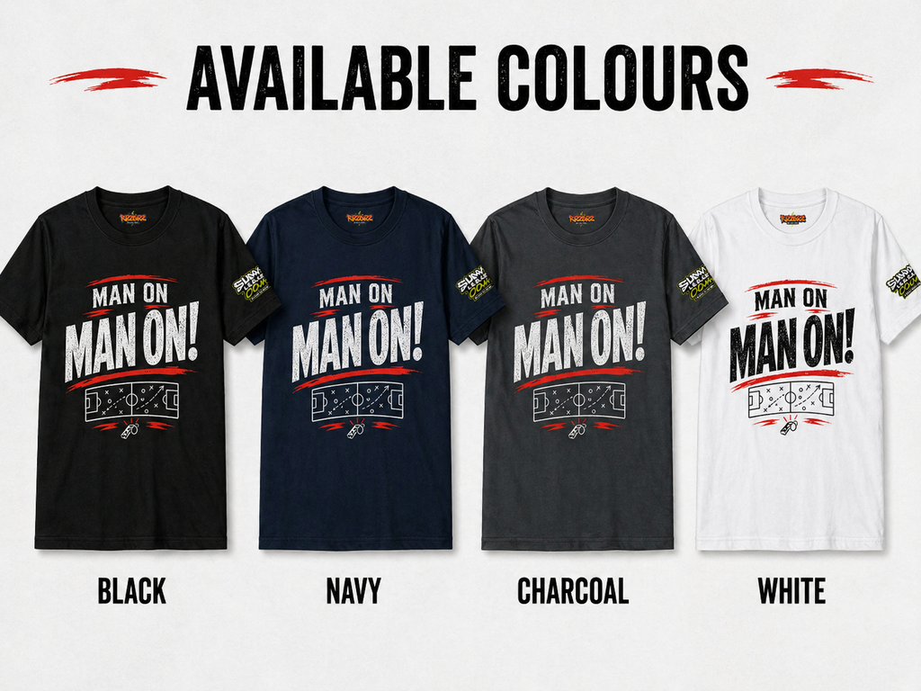 Funny Sunday League Football T-Shirt “Man On!” | Football Banter Tee | Soccer Player Shirt | Football Coach Gift | End of Season Gift