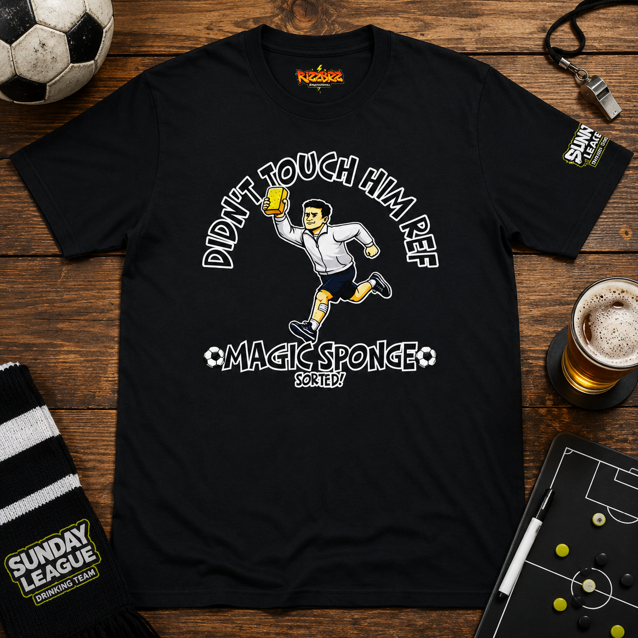 Magic Sponge T-Shirt Funny Sunday League Football Shirt Injury Joke Gym Tee Mens Gift UK