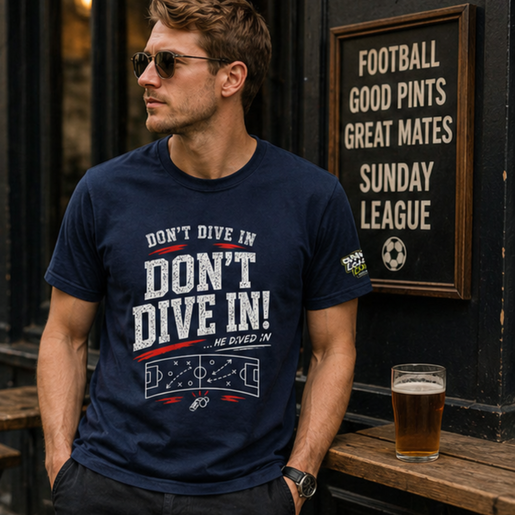 Funny Sunday League Football T-Shirt “Don’t Dive In” | Football Banter Tee | Soccer Player Shirt | Football Coach Gift | End of Season Gift