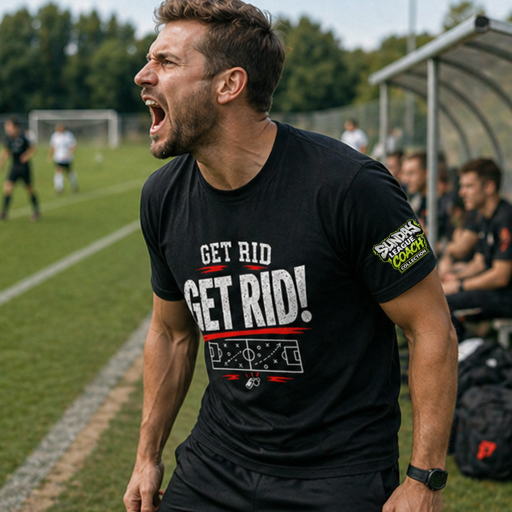 Funny Sunday League Football T-Shirt “Get Rid!” | Football Banter Tee | Soccer Player Shirt | Football Coach Gift | End of Season Gift