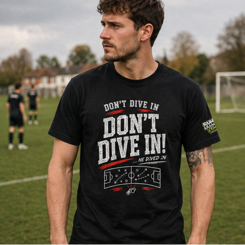 Funny Sunday League Football T-Shirt “Don’t Dive In” | Football Banter Tee | Soccer Player Shirt | Football Coach Gift | End of Season Gift