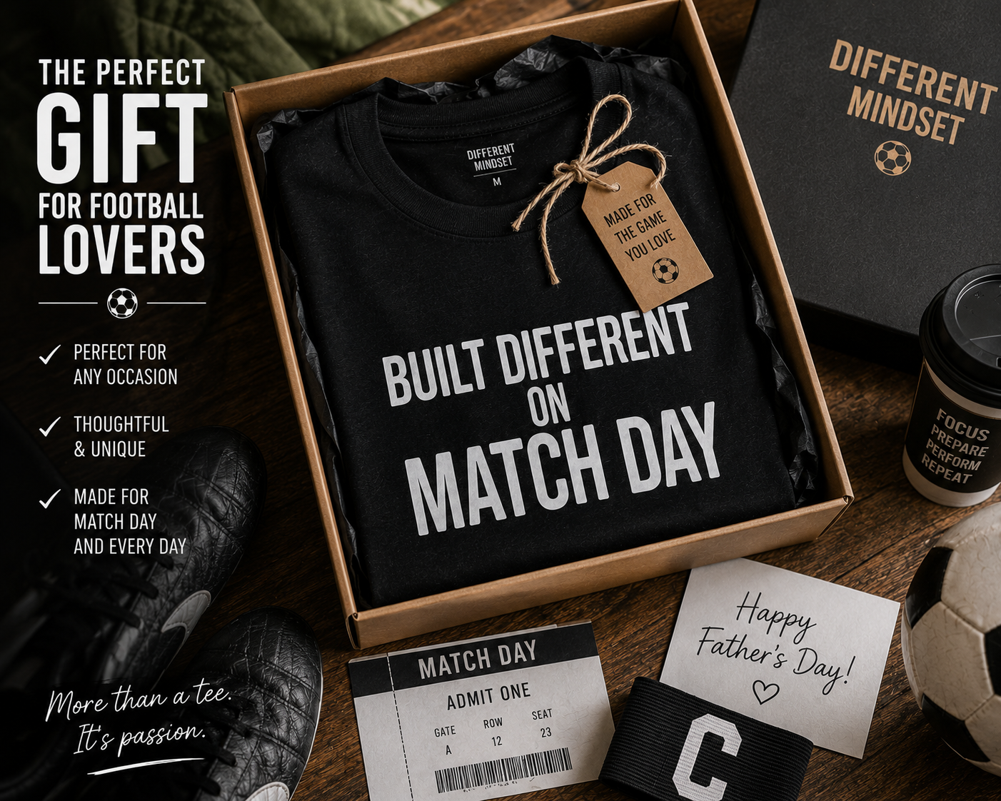 Built Different Football T-Shirt, Funny Football Tee, Sunday League Shirt, Grassroots Football Top, Match Day Shirt, Football Fan Gift