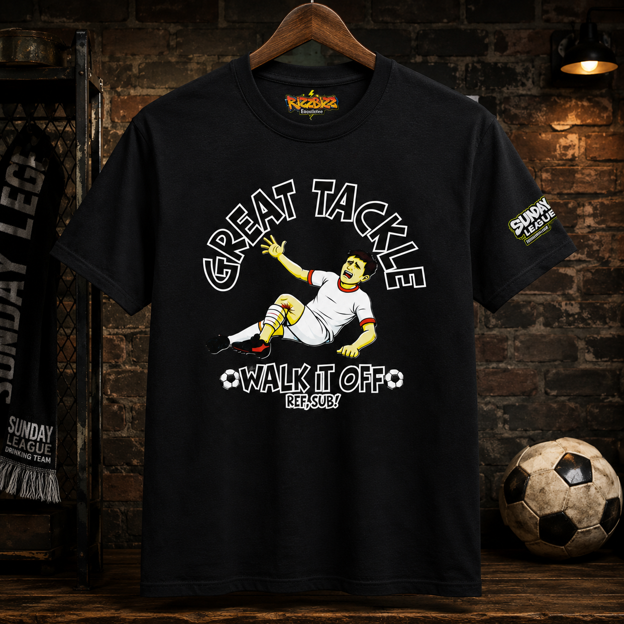 Funny Sunday League Football T Shirt, Great Tackle Walk It Off Tee, Football Injury Humor Shirt, Gift for Football Player