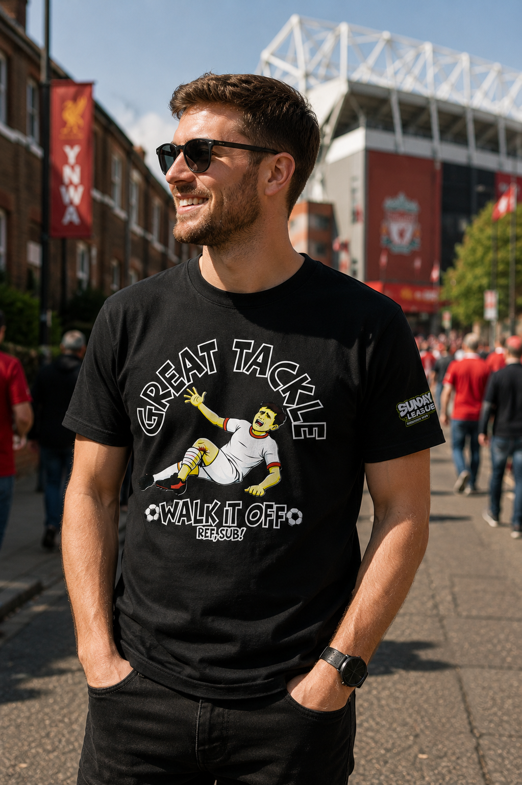 Funny Sunday League Football T Shirt, Great Tackle Walk It Off Tee, Football Injury Humor Shirt, Gift for Football Player