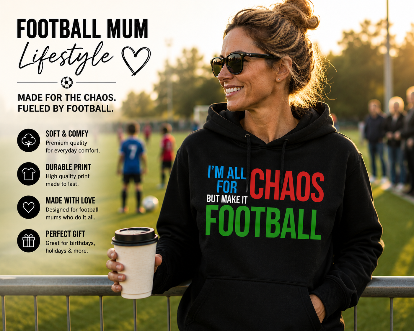 Football Mum T-Shirt, Sunday League Mum Tee, Funny Grassroots Football Shirt, Match Day Mum Gift, Football Parent Top, Chaos Football Tee