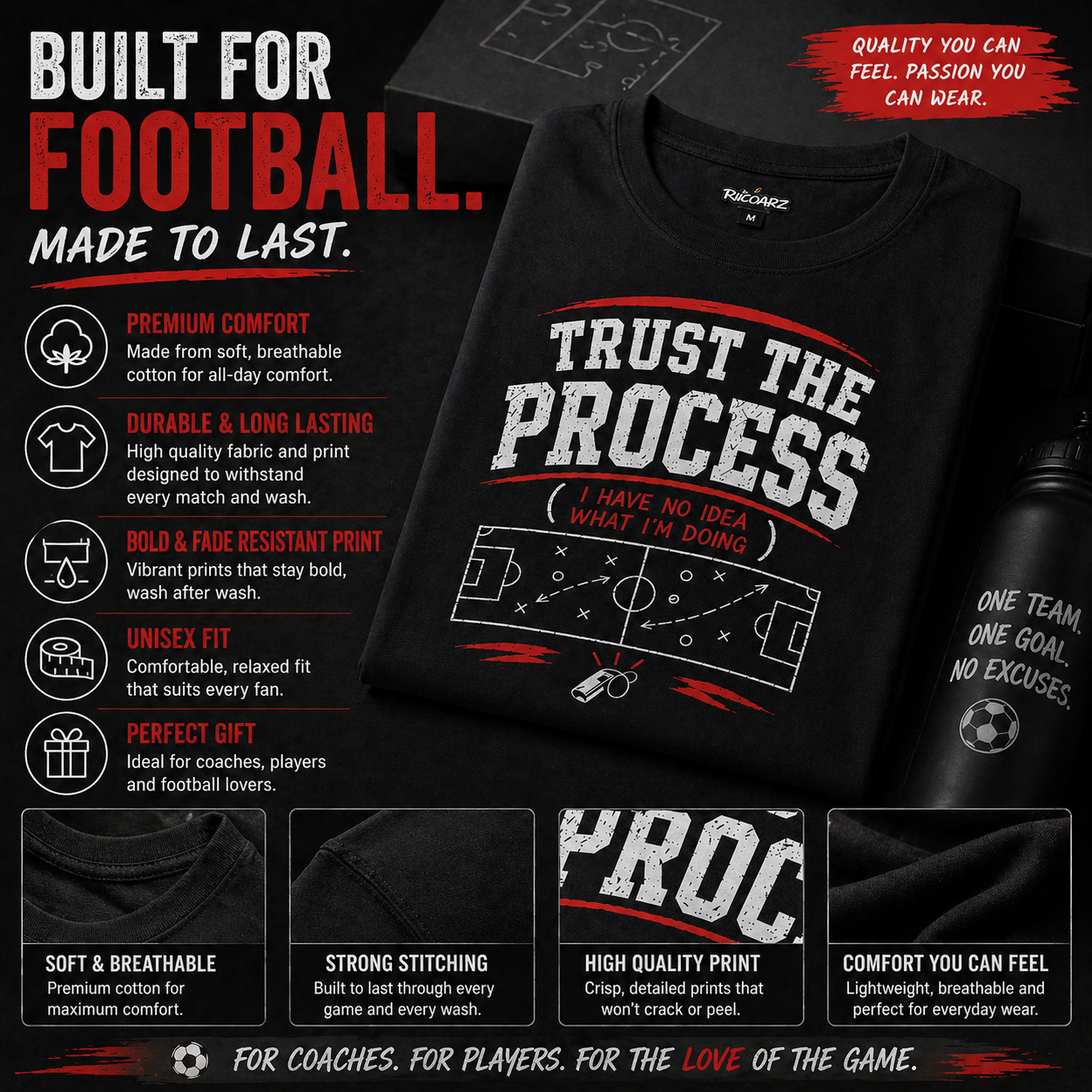 Trust The Process Funny Football T-Shirt | Sunday League Coach Shirt | Football Humour Tee | Gift for Football Fan
