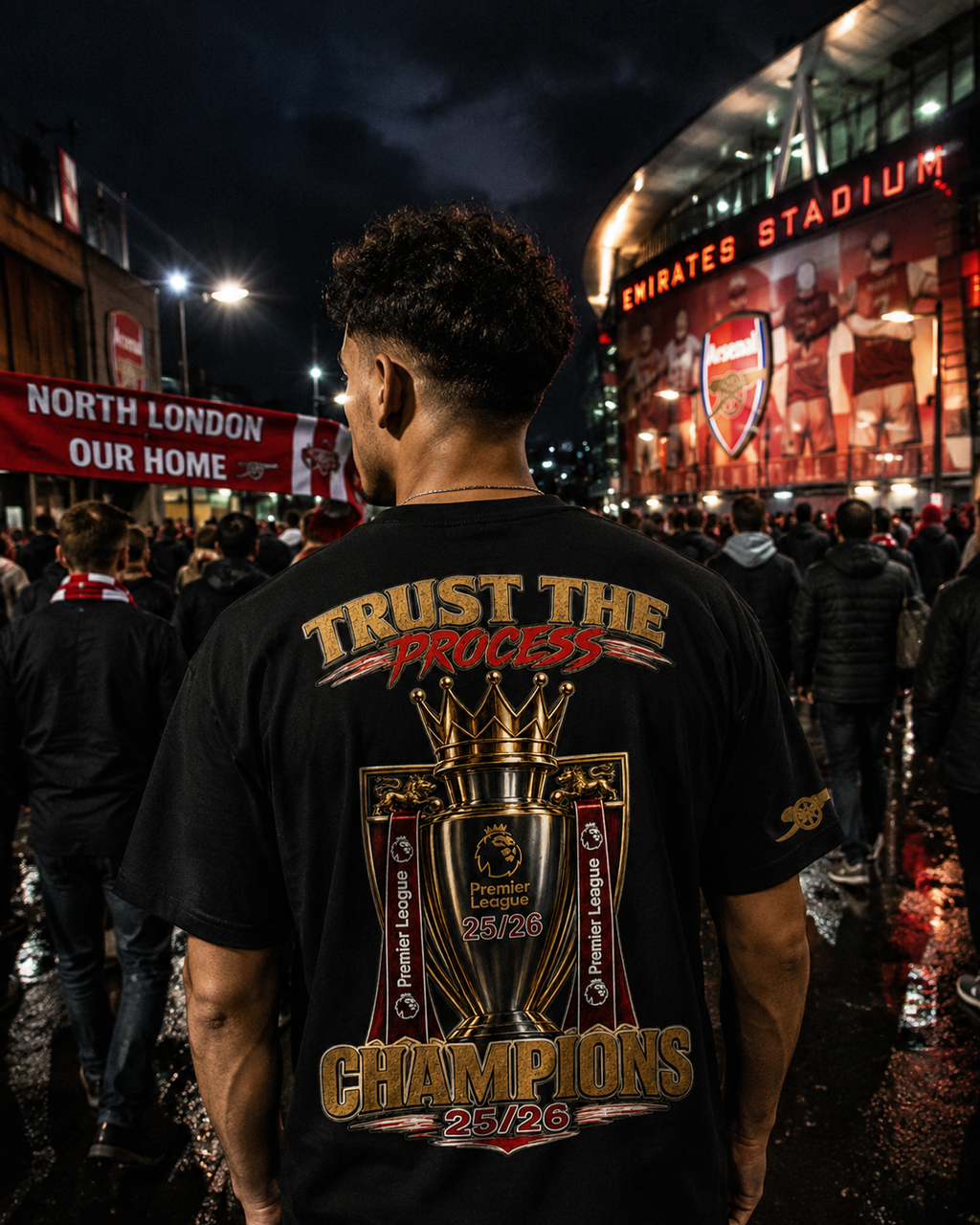 Arsenal Champions 25/26 Shirt, Trust The Process Tee, Arsenal Premier League Winners Shirt, Football Streetwear Tee, Arsenal Fan Gift