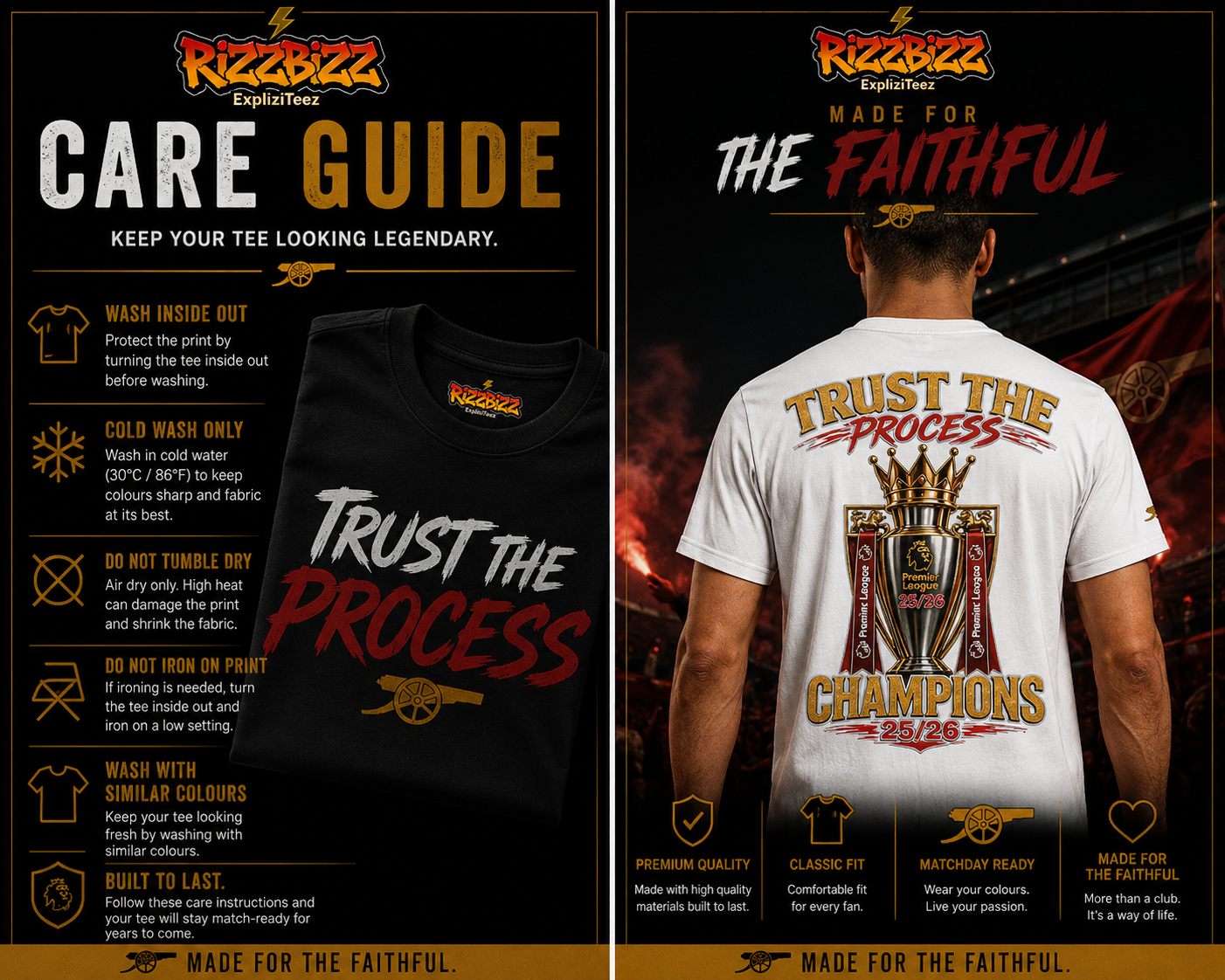Arsenal Champions 25/26 Shirt, Trust The Process Tee, Arsenal Premier League Winners Shirt, Football Streetwear Tee, Arsenal Fan Gift
