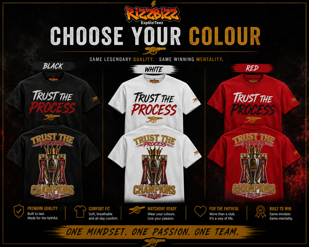 Arsenal Champions 25/26 Shirt, Trust The Process Tee, Arsenal Premier League Winners Shirt, Football Streetwear Tee, Arsenal Fan Gift