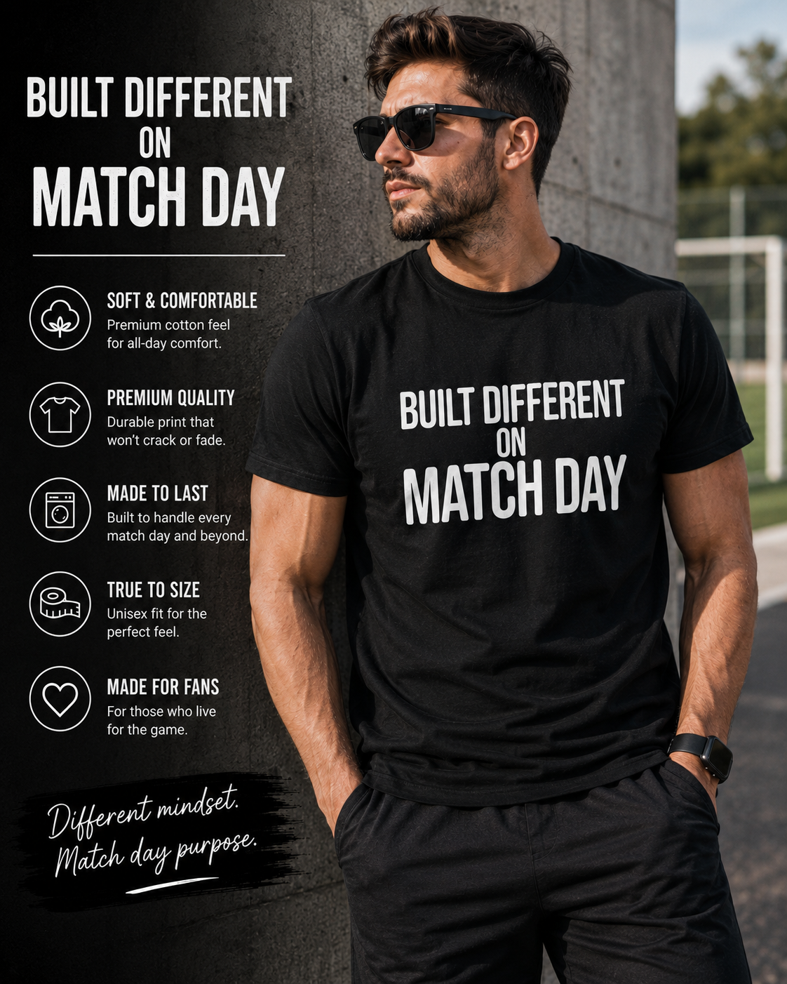 Built Different Football T-Shirt, Funny Football Tee, Sunday League Shirt, Grassroots Football Top, Match Day Shirt, Football Fan Gift