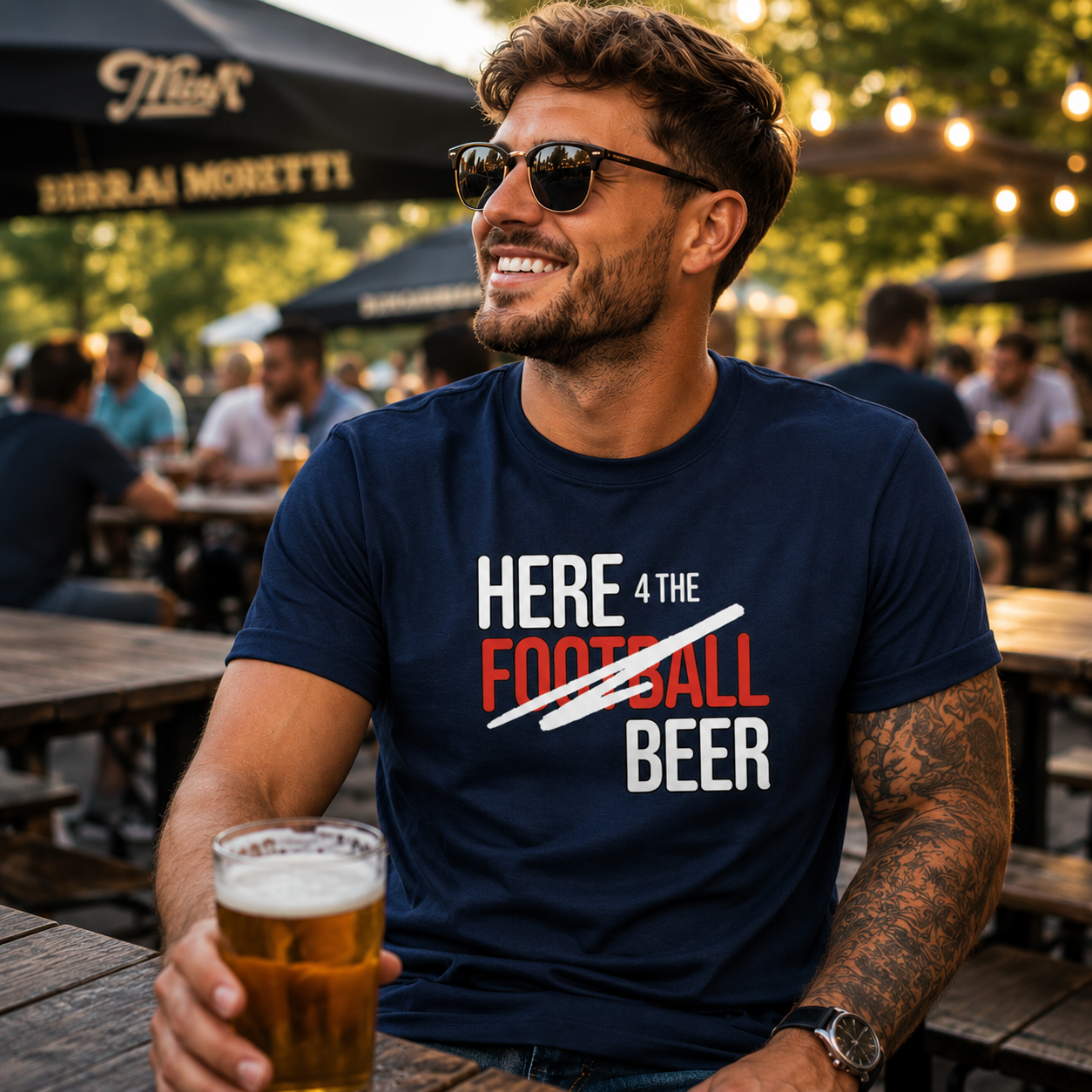 Here 4 The Football Beer T-Shirt, Funny Football Shirt, Beer And Football Tee, Matchday Shirt, Pub Football Top, Sunday League Gift