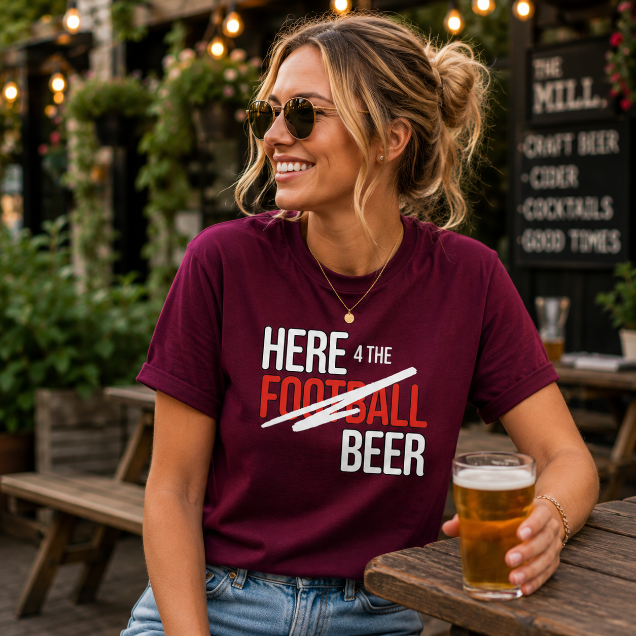 Here 4 The Football Beer T-Shirt, Funny Football Shirt, Beer And Football Tee, Matchday Shirt, Pub Football Top, Sunday League Gift