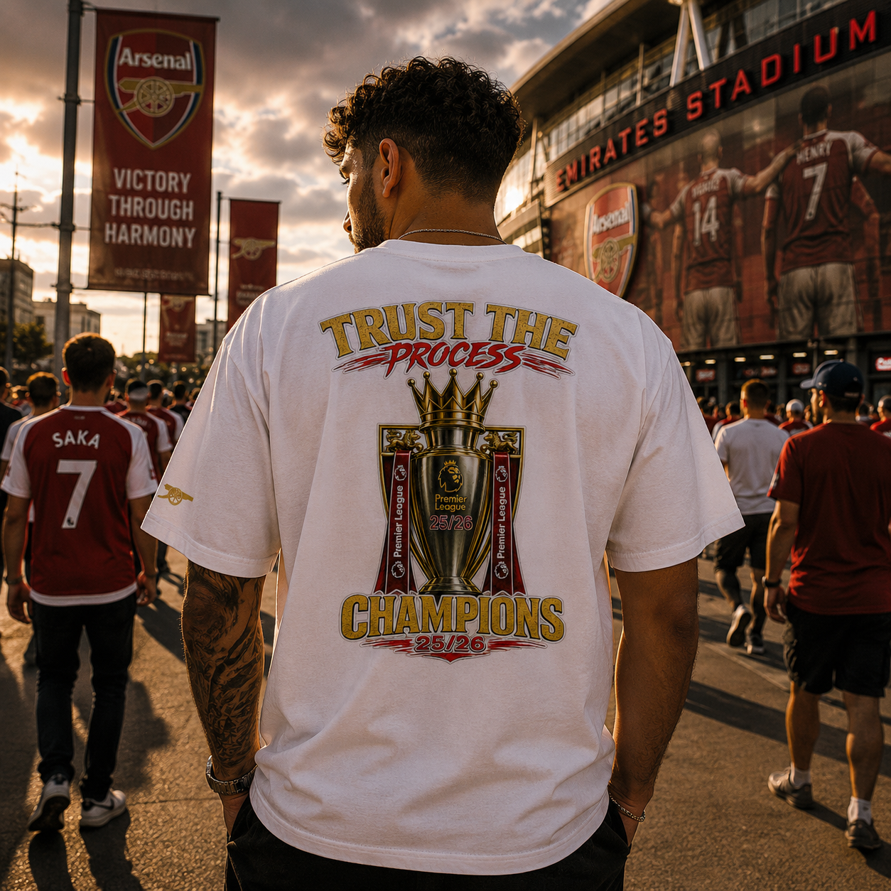 Arsenal Champions 25/26 Shirt, Trust The Process Tee, Arsenal Premier League Winners Shirt, Football Streetwear Tee, Arsenal Fan Gift