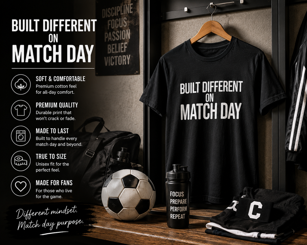 Built Different Football T-Shirt, Funny Football Tee, Sunday League Shirt, Grassroots Football Top, Match Day Shirt, Football Fan Gift