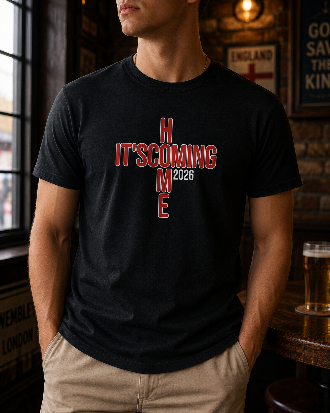 It’s Coming Home 2026 England Football T-Shirt, Fan Shirt, World Cup 2026 Tee, Three Lions Football Top, Match Day England Supporter Gift