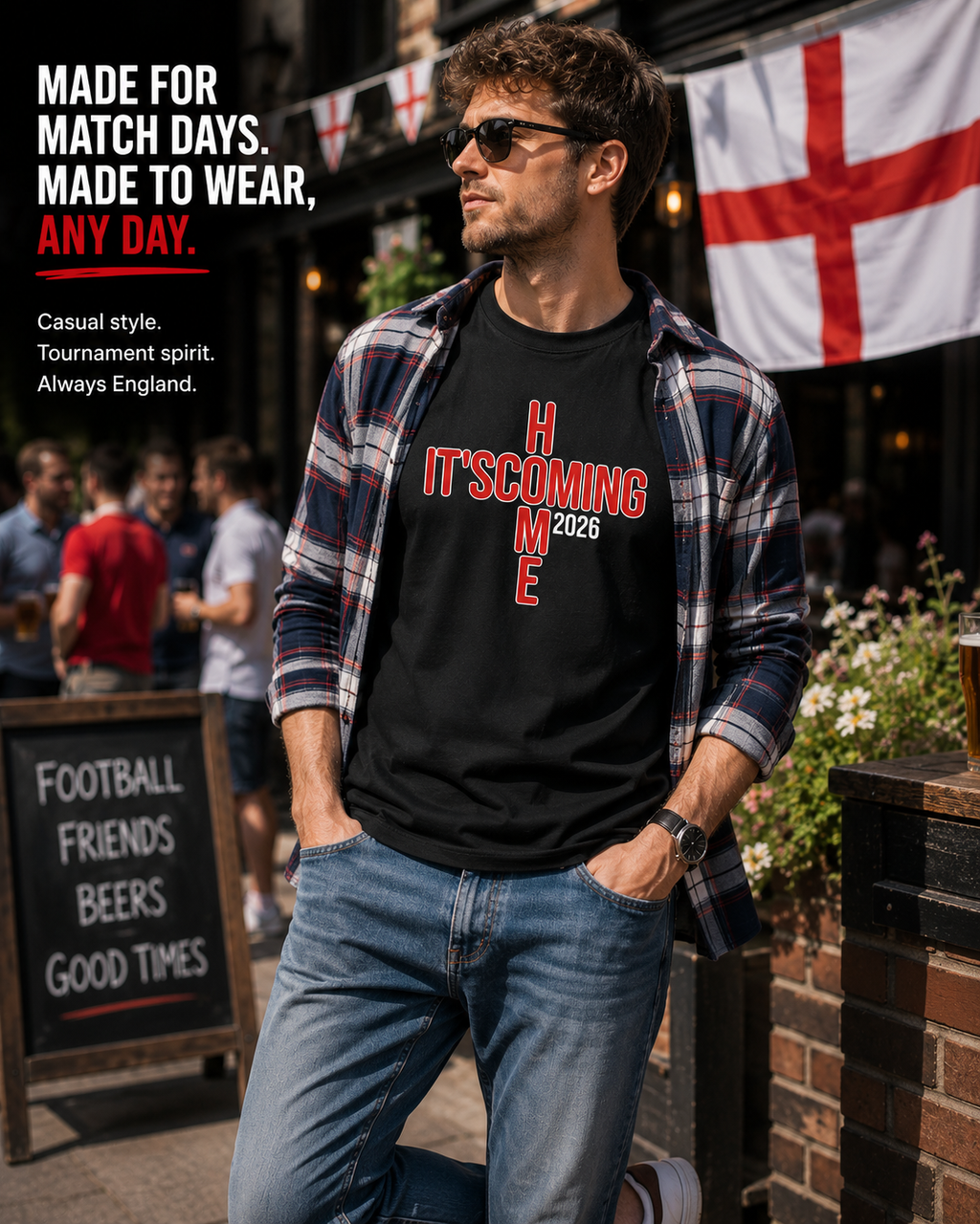 It’s Coming Home 2026 England Football T-Shirt, Fan Shirt, World Cup 2026 Tee, Three Lions Football Top, Match Day England Supporter Gift