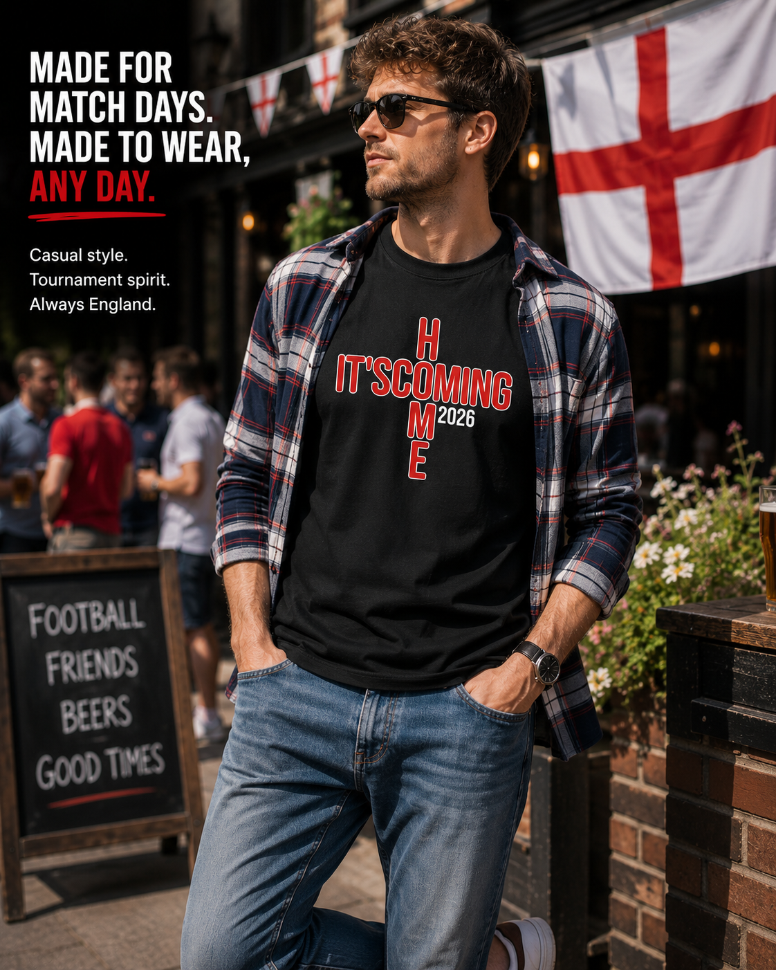 It’s Coming Home 2026 England Football T-Shirt, Fan Shirt, World Cup 2026 Tee, Three Lions Football Top, Match Day England Supporter Gift