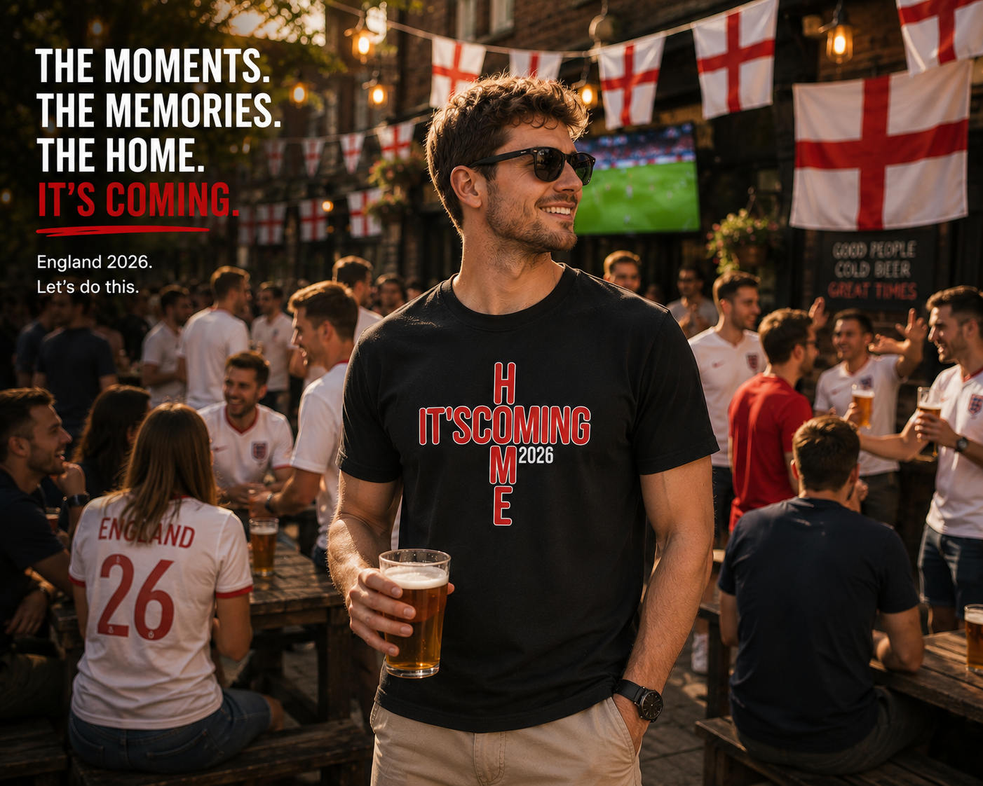 It’s Coming Home 2026 England Football T-Shirt, Fan Shirt, World Cup 2026 Tee, Three Lions Football Top, Match Day England Supporter Gift