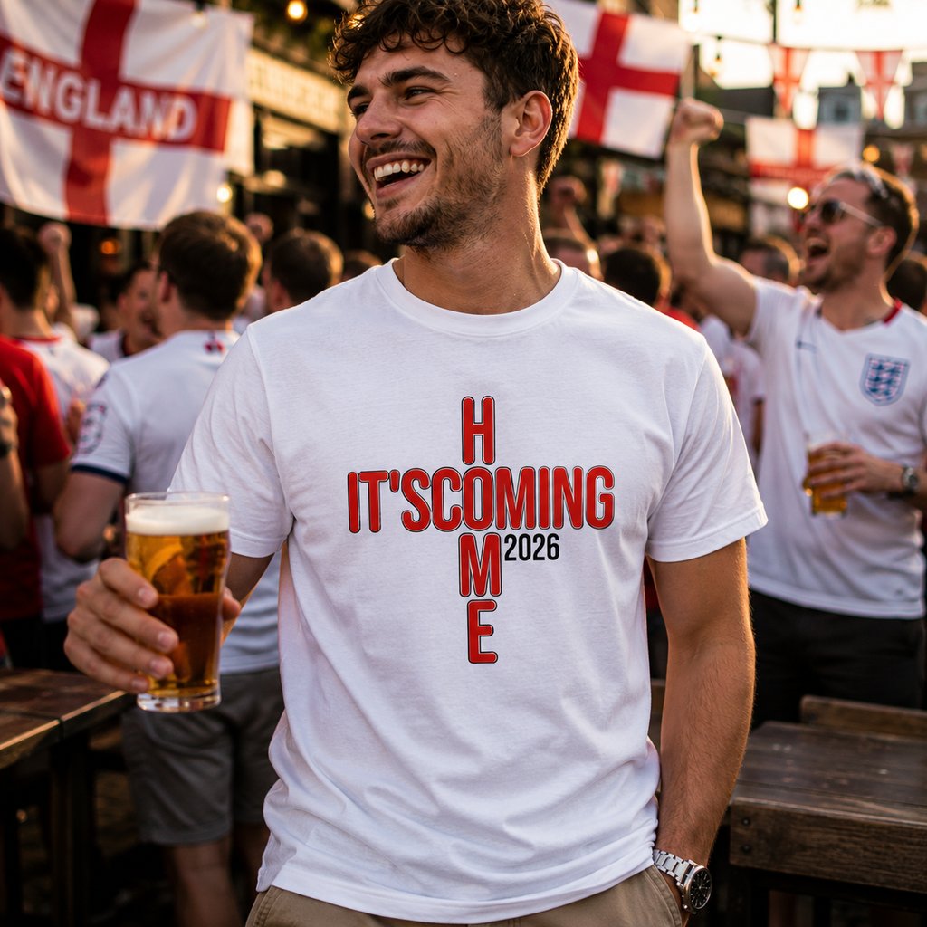 It’s Coming Home 2026 England Football T-Shirt, Fan Shirt, World Cup 2026 Tee, Three Lions Football Top, Match Day England Supporter Gift