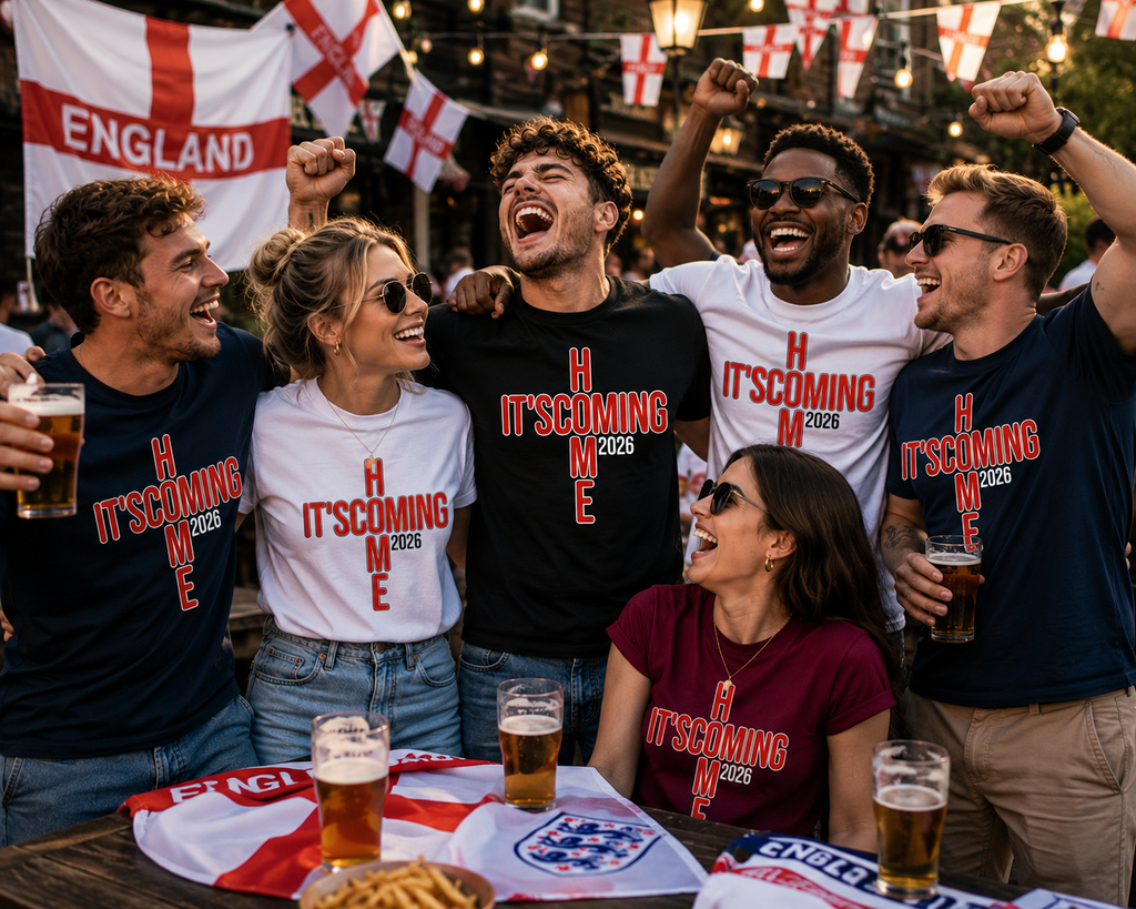 It’s Coming Home 2026 England Football T-Shirt, Fan Shirt, World Cup 2026 Tee, Three Lions Football Top, Match Day England Supporter Gift