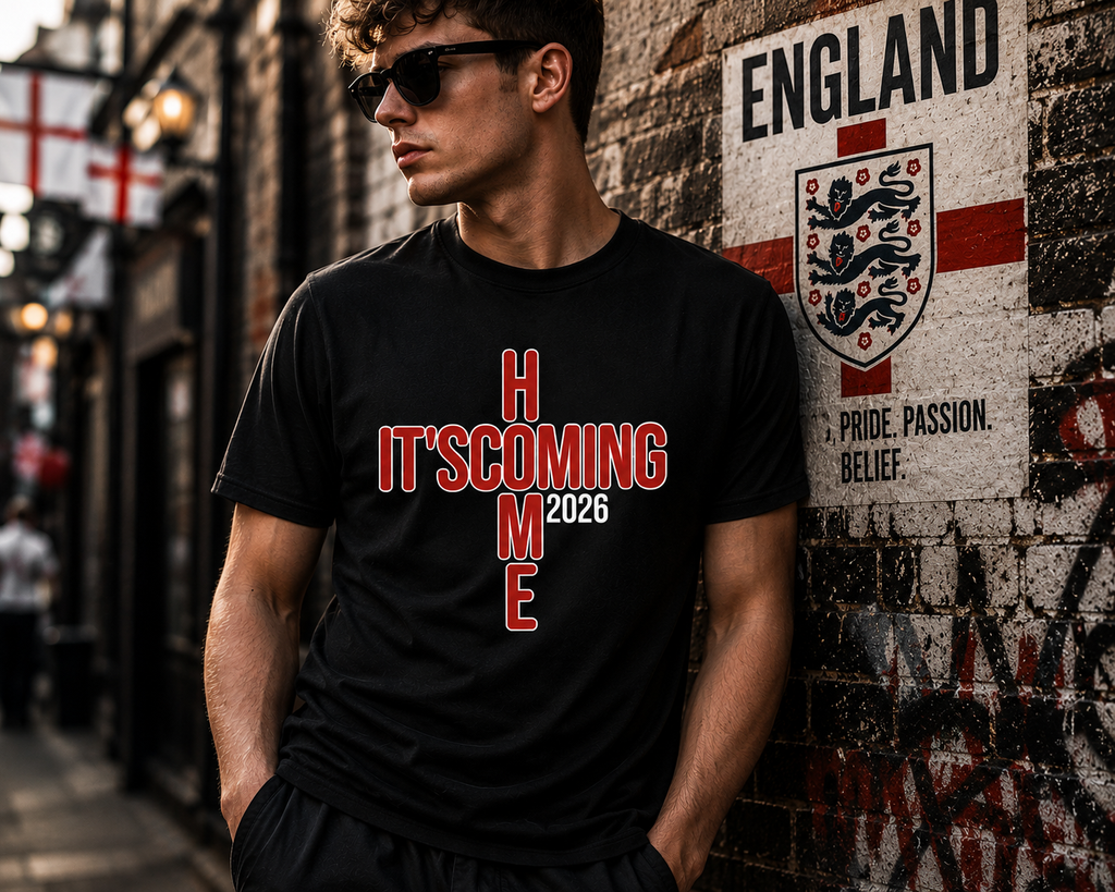 It’s Coming Home 2026 England Football T-Shirt, Fan Shirt, World Cup 2026 Tee, Three Lions Football Top, Match Day England Supporter Gift