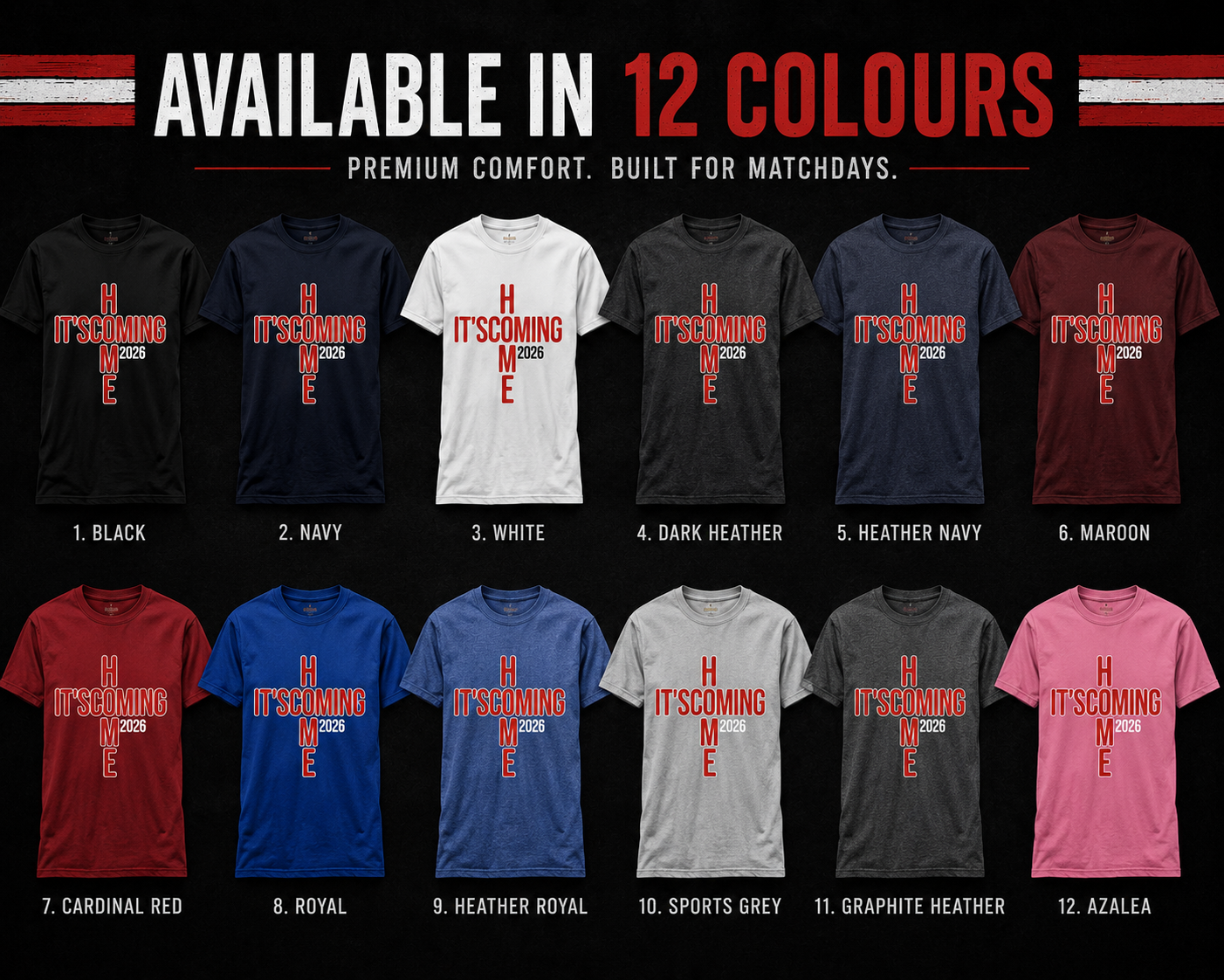 It’s Coming Home 2026 England Football T-Shirt, Fan Shirt, World Cup 2026 Tee, Three Lions Football Top, Match Day England Supporter Gift