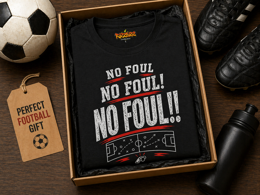 Funny Sunday League Football T-Shirt “No Foul!” | Football Banter Tee | Soccer Player Shirt | Football Coach Gift | End of Season Gift