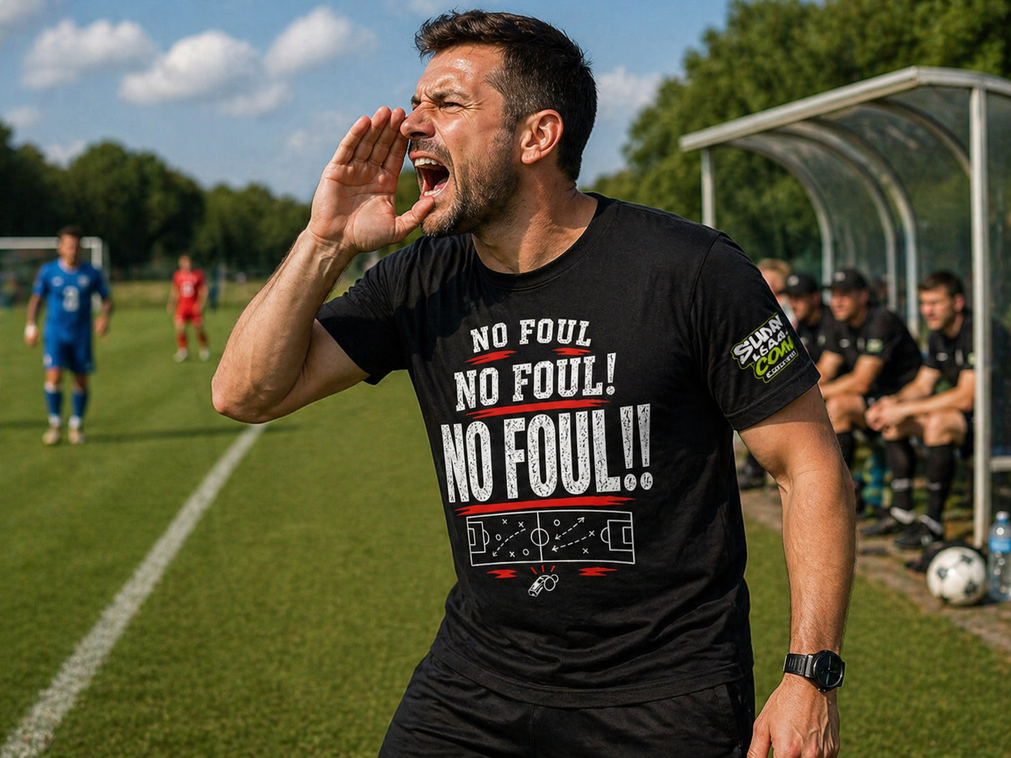 Funny Sunday League Football T-Shirt “No Foul!” | Football Banter Tee | Soccer Player Shirt | Football Coach Gift | End of Season Gift