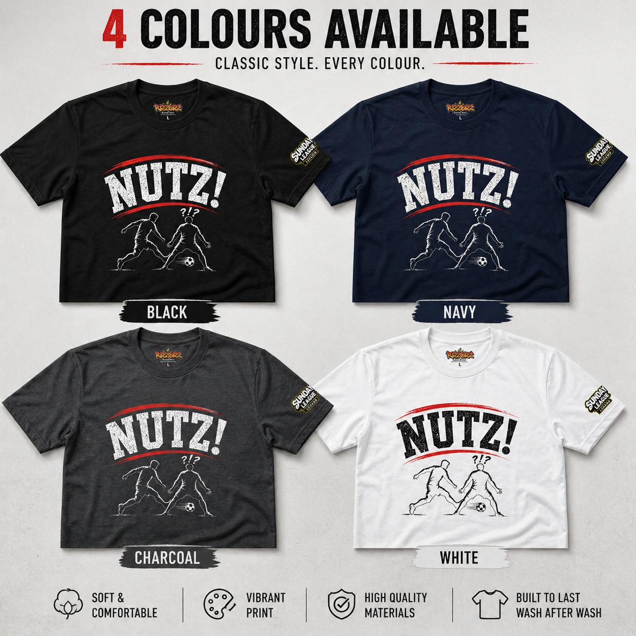Funny Football T-Shirt “NUTZ!” | Sunday League Skills Tee | Football Banter Shirt | Gift for Football Player Fan